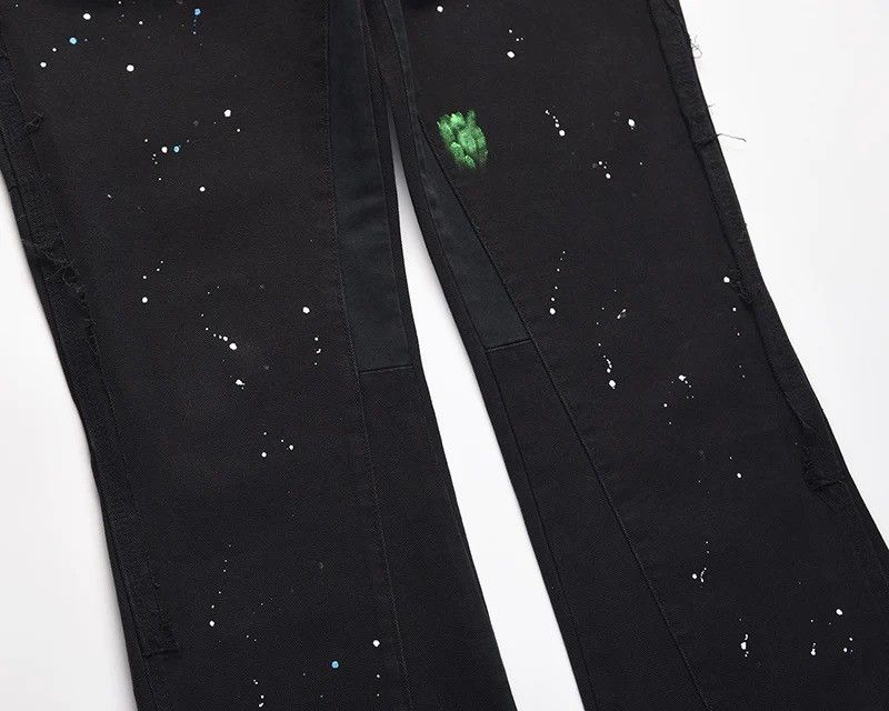 Japanese Brand × Vintage Graffiti Cargo Flared Jeans Splash Ink Wide Leg Denim Pant Size US 32 / EU 48 - 10 Thumbnail