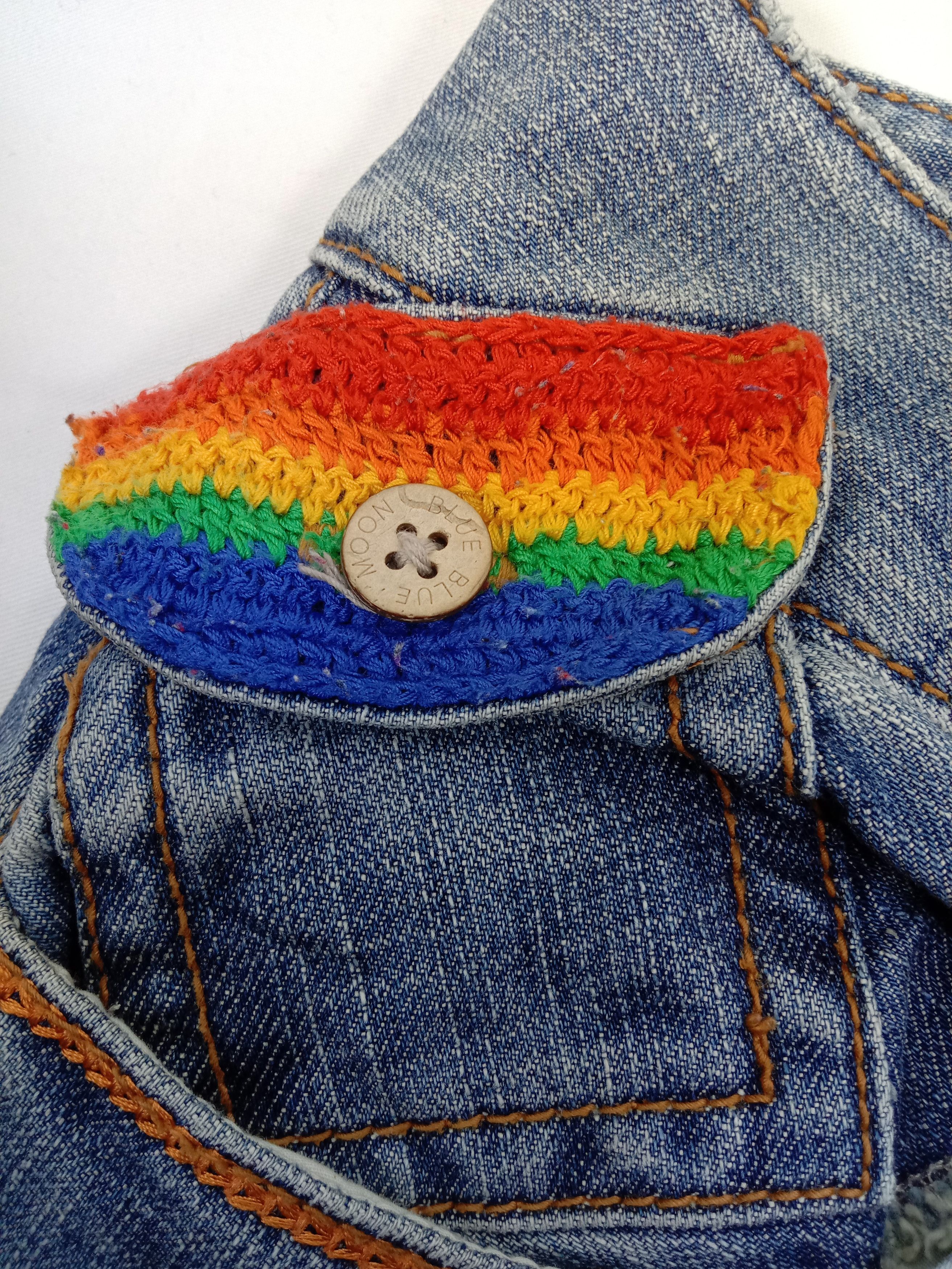 Japanese Brand Vintage Blue Moon Blue Rainbow Knitted Pocket Jeans Size 27" / US 4 / IT 40 - 10 Thumbnail