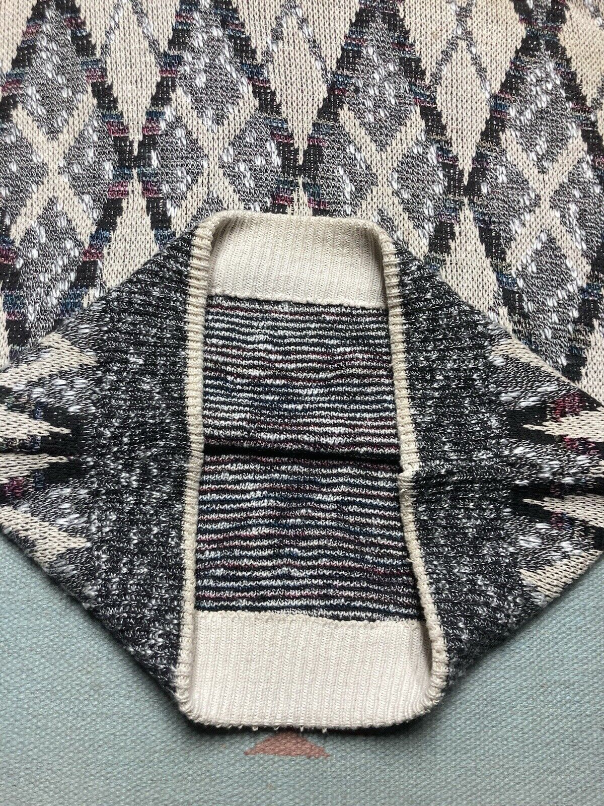 Vintage knit sweater cotton acrylic blend abstract geometric XL Size US XL / EU 56 / 4 - 7 Thumbnail