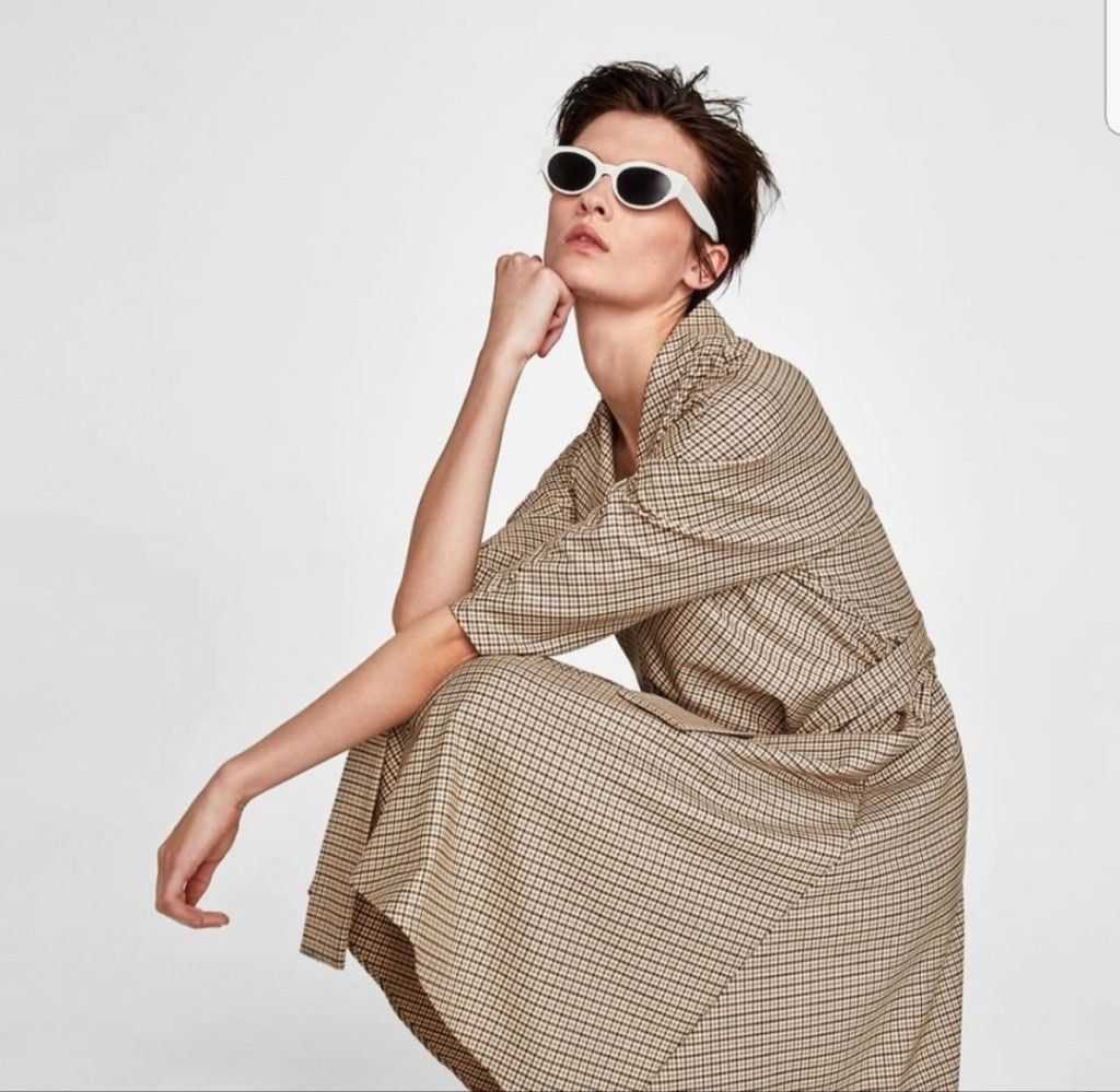 Zara Women's Zara Plaid V-Neck Midi Dress Size XS / US 0-2 / IT 36-38 - 3 Thumbnail