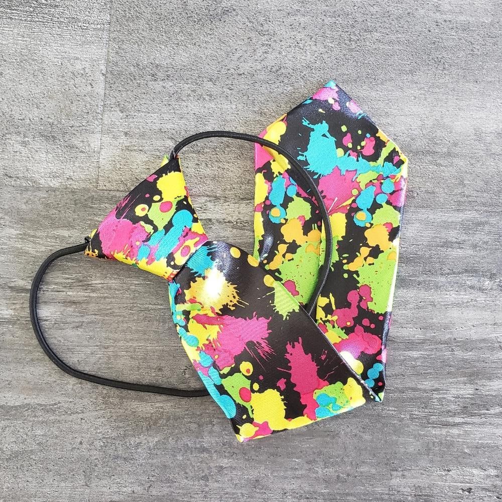 Designer Paintball Neon Satin Little Boy Tie Size ONE SIZE - 2 Thumbnail