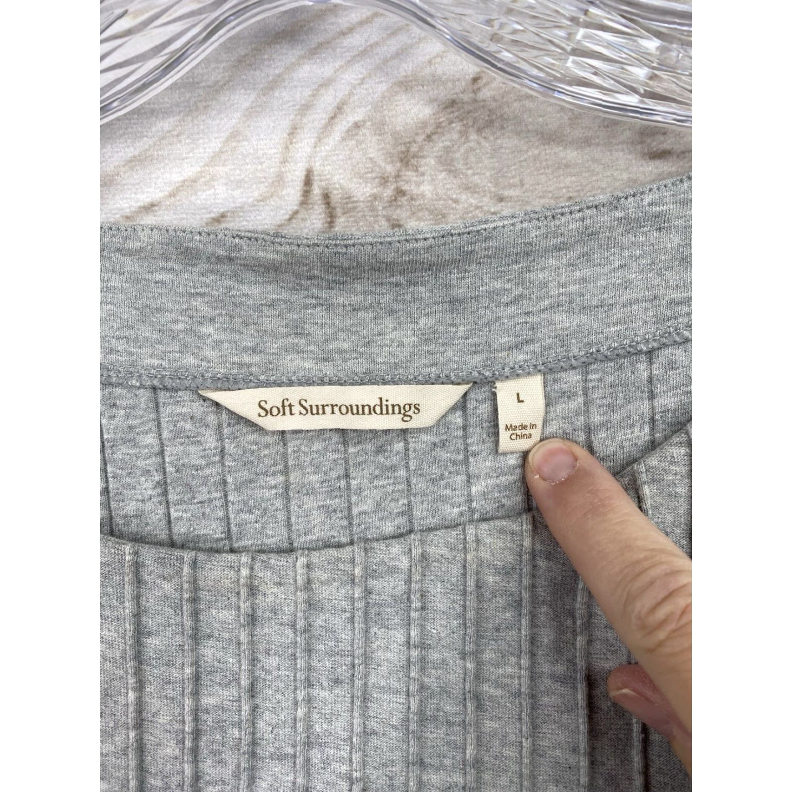 Soft Surroundings Soft Surroundings Dress Women L Gray Ribbed Ruffle Sleeveless Beach Lagenlook Shirt Dress Casual Bohemian Short Dress Womens Size L Gray Size L / US 10 / IT 46 - 3 Thumbnail
