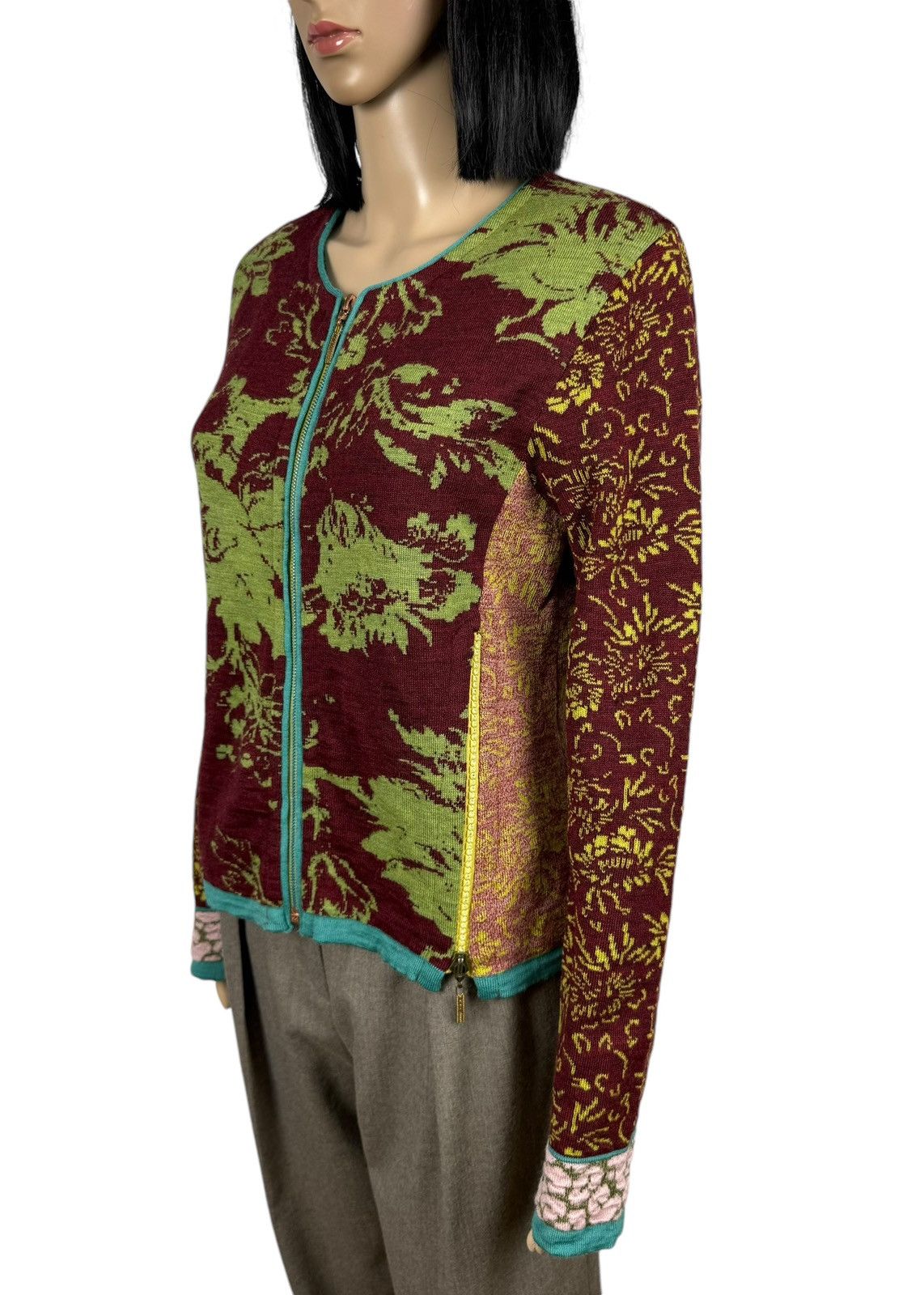 Designer Eva Claudi Embroidered Zip Sweater Floral Printed size L Size L / US 10 / IT 46 - 5 Thumbnail