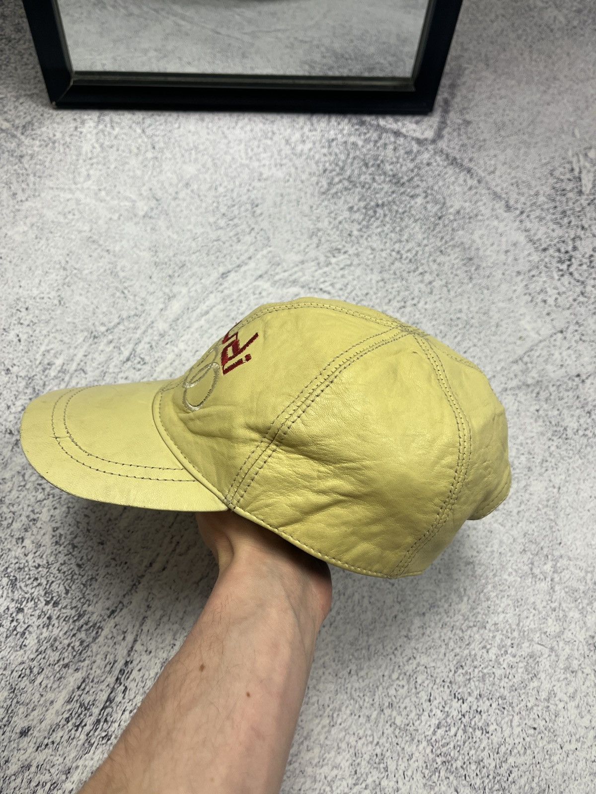 Vintage Vintage Audi Big Logo Leather Racing Cap Hat Moto 90’s Rare Size ONE SIZE - 4 Thumbnail