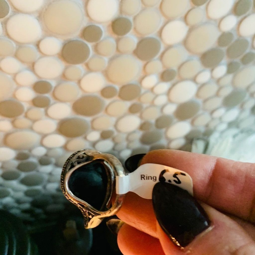 Vintage Sterling Silver ring with black stone size 6.5 Size ONE SIZE - 4 Thumbnail