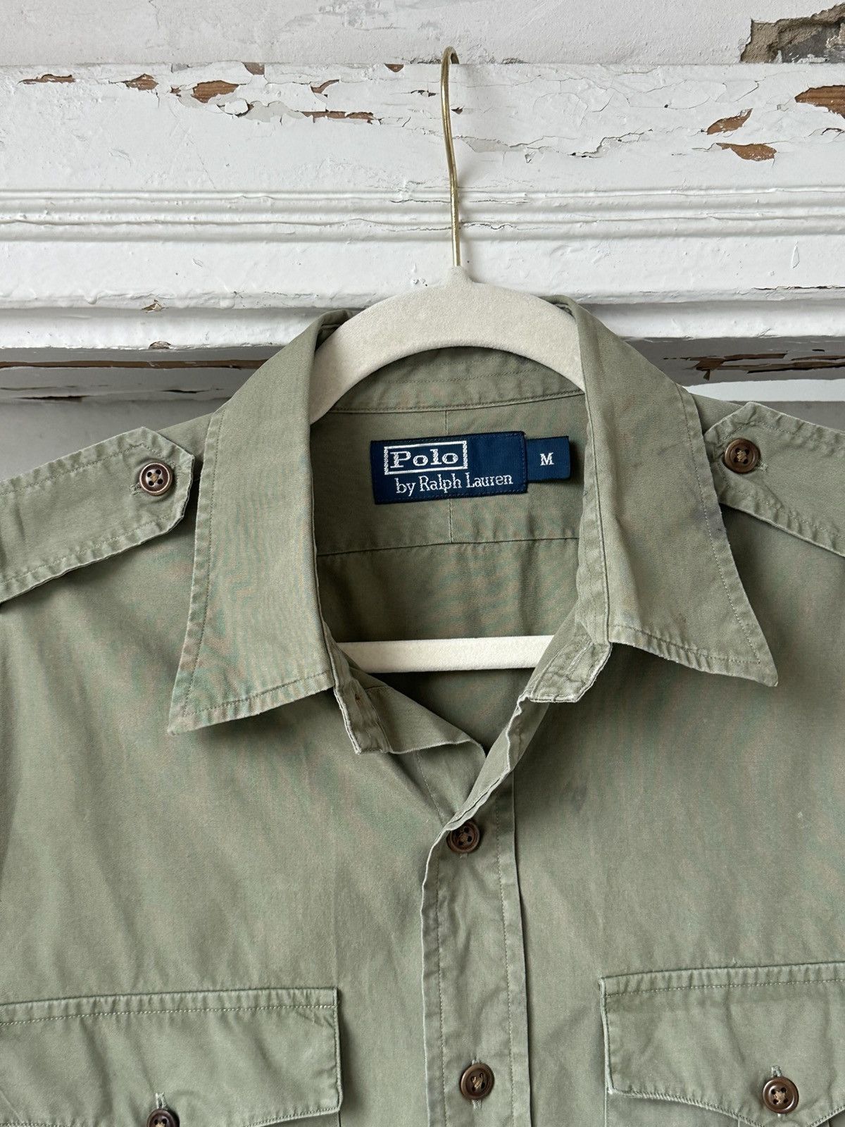 Ralph Lauren Vintage Ralph Lauren Military Khaki Shirt Size US M / EU 48-50 / 2 - 5 Thumbnail