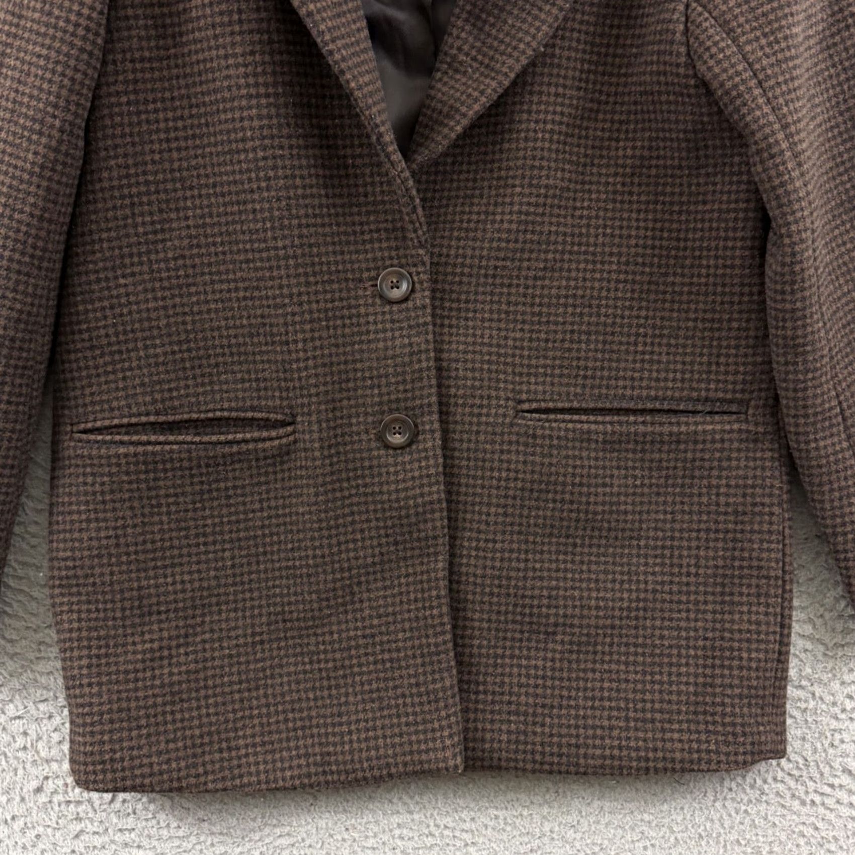 Abercrombie & Fitch Abercrombie & Fitch Coat Womens PS Brown Wool Houndstooth Blazer Jacket Preppy Size S / US 4 / IT 40 - 2 Thumbnail