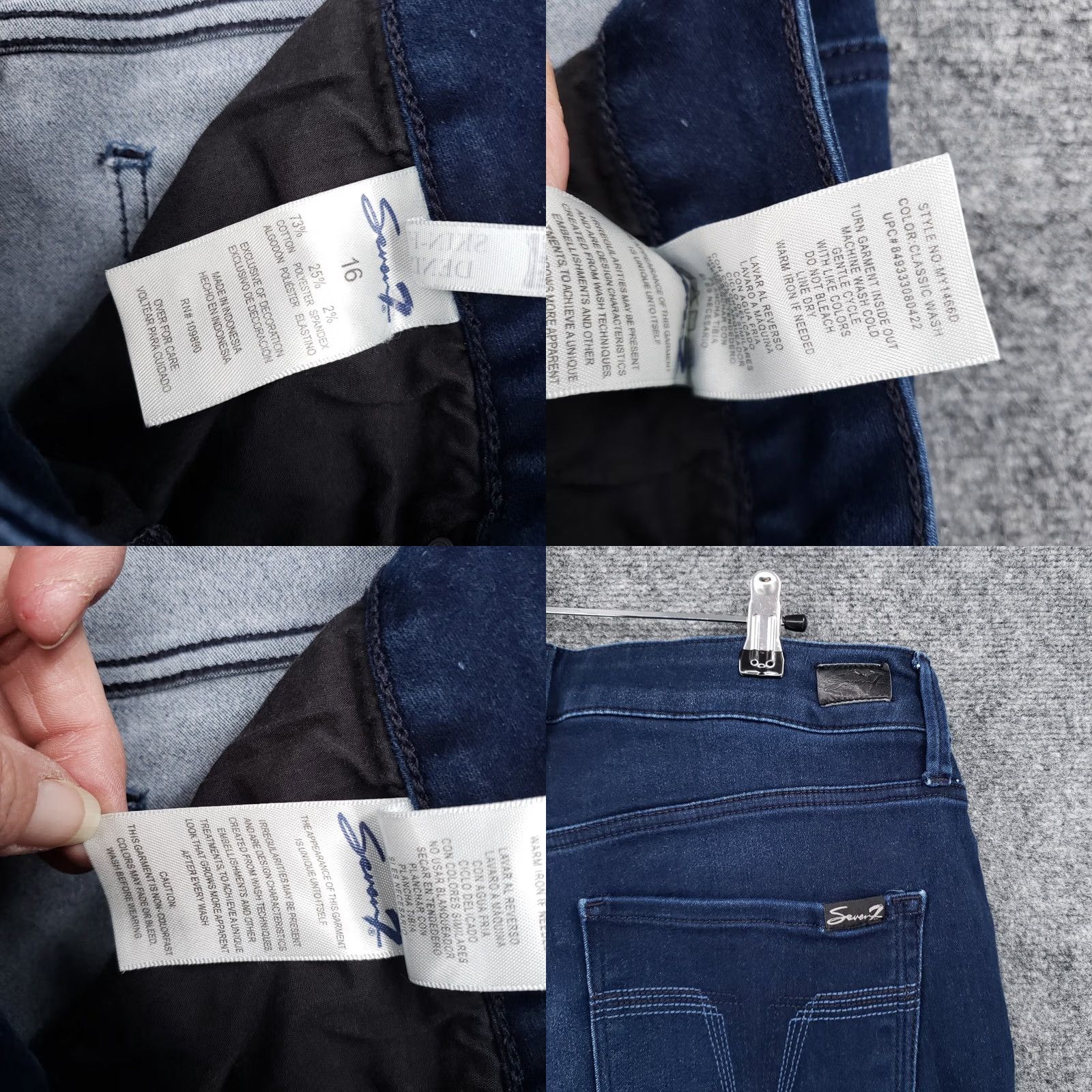 Vintage Seven7 Jeans Womens Blue Skin Fit Denim High Rise Ankle Stretch Dark Wash Size 16 Size 38" / US 16 / IT 52 - 9 Thumbnail