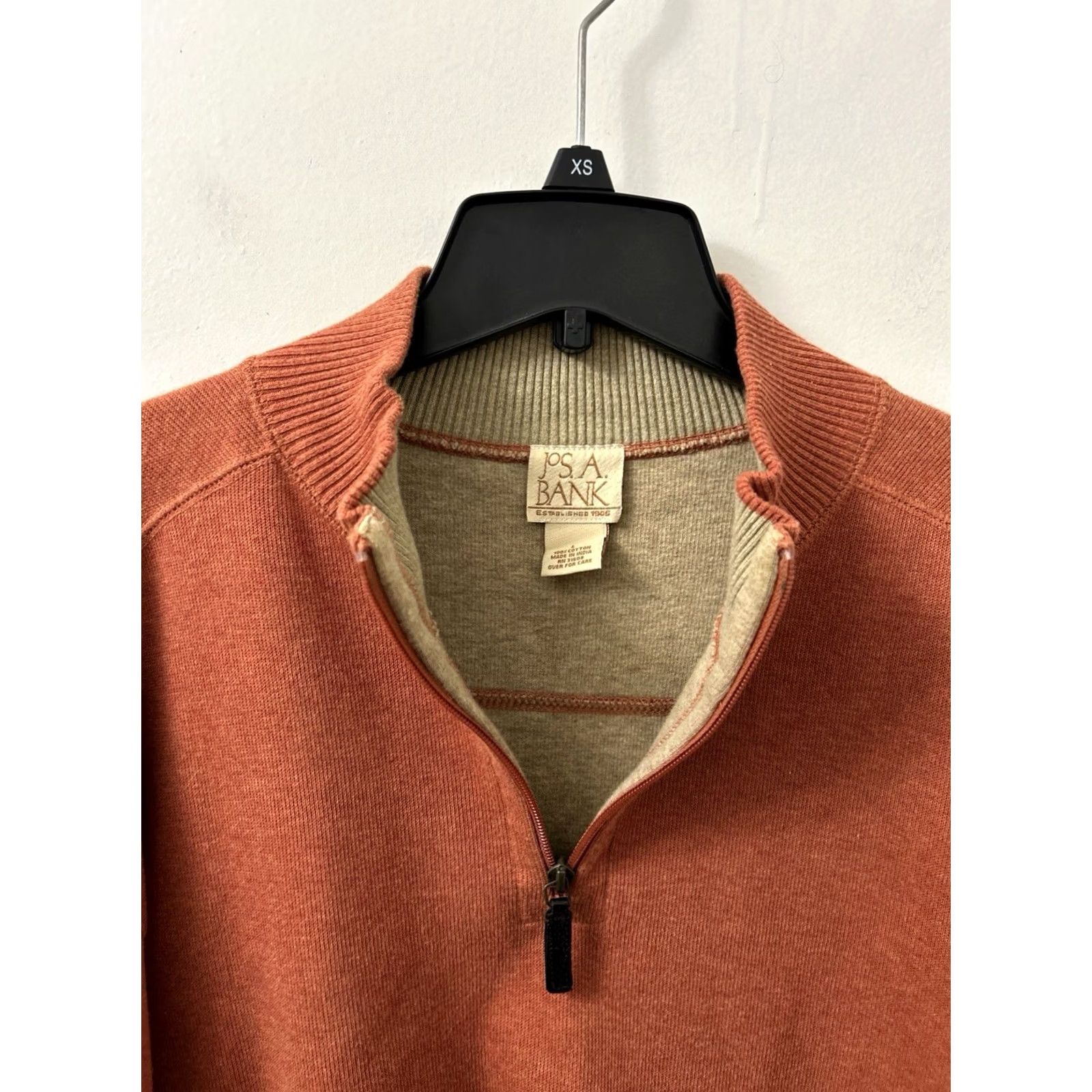 Vintage Jos A Bank 1/4 Zip Mens L Orange Knit Sweater Sweatshirt Long Sleeve Size US L / EU 52-54 / 3 - 4 Thumbnail