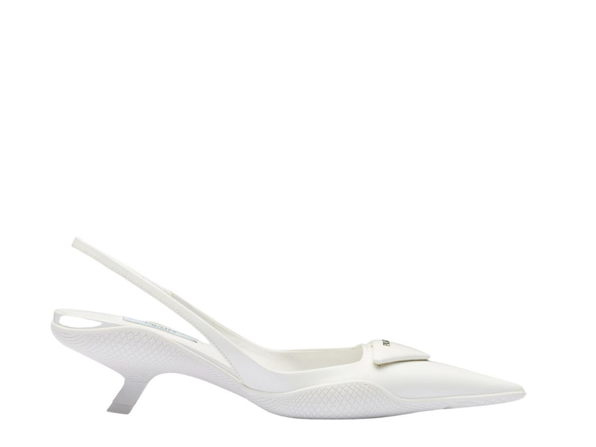 Prada o1B3y1r0426 Brushed Leather Slingback Pumps in White Size US 6.5 / IT 36.5 - 1 Thumbnail