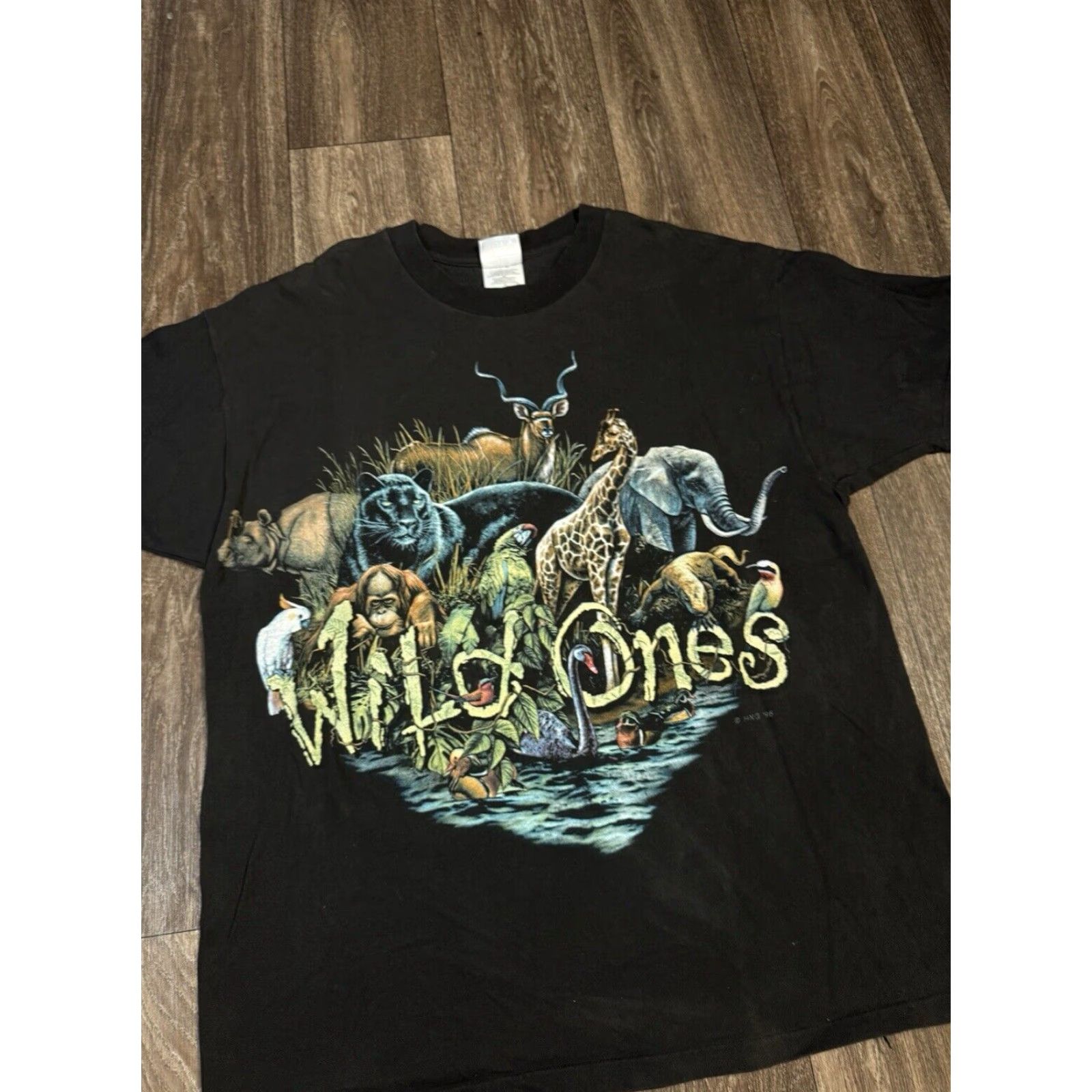 Hanes VINTAGE Wild Ones Safari Animal Nature Giraffe Puma Black T-Shirt XL Mens T-Shirt Black 1996 Nature Giraffe Puma Wild Ones Mens XL Size US XL / EU 56 / 4 - 3 Thumbnail
