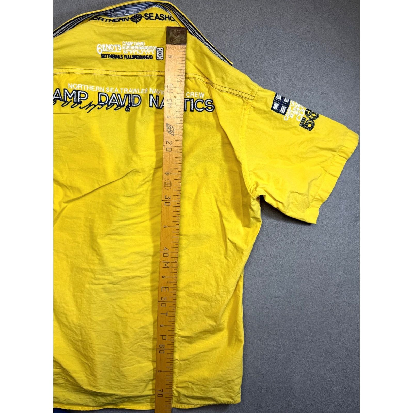 Vintage Camp David Shirt Mens XL Yellow Nautical Short Sleeve Casual Summer Size US XL / EU 56 / 4 - 3 Thumbnail
