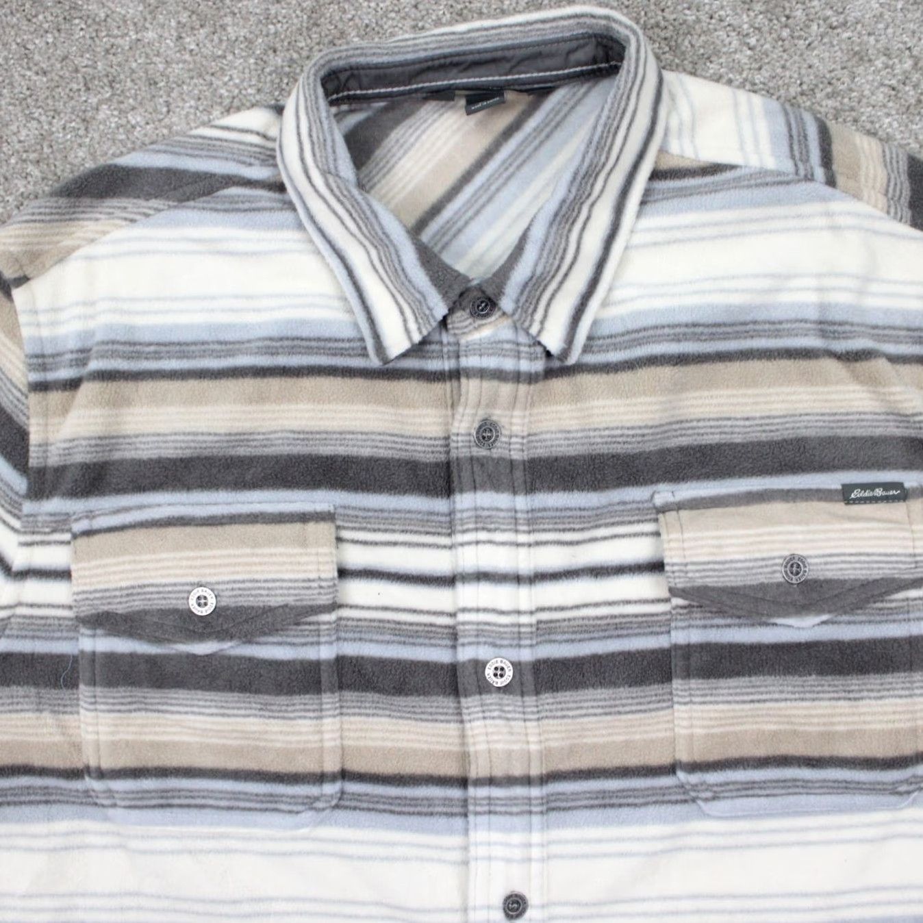 Eddie Bauer Eddie Bauer Chutes Shirt Jacket Ivory Striped XL Mens NWT L/S Button Shacket Coat Quilted Pocket Col lars Size US XL / EU 56 / 4 - 7 Thumbnail