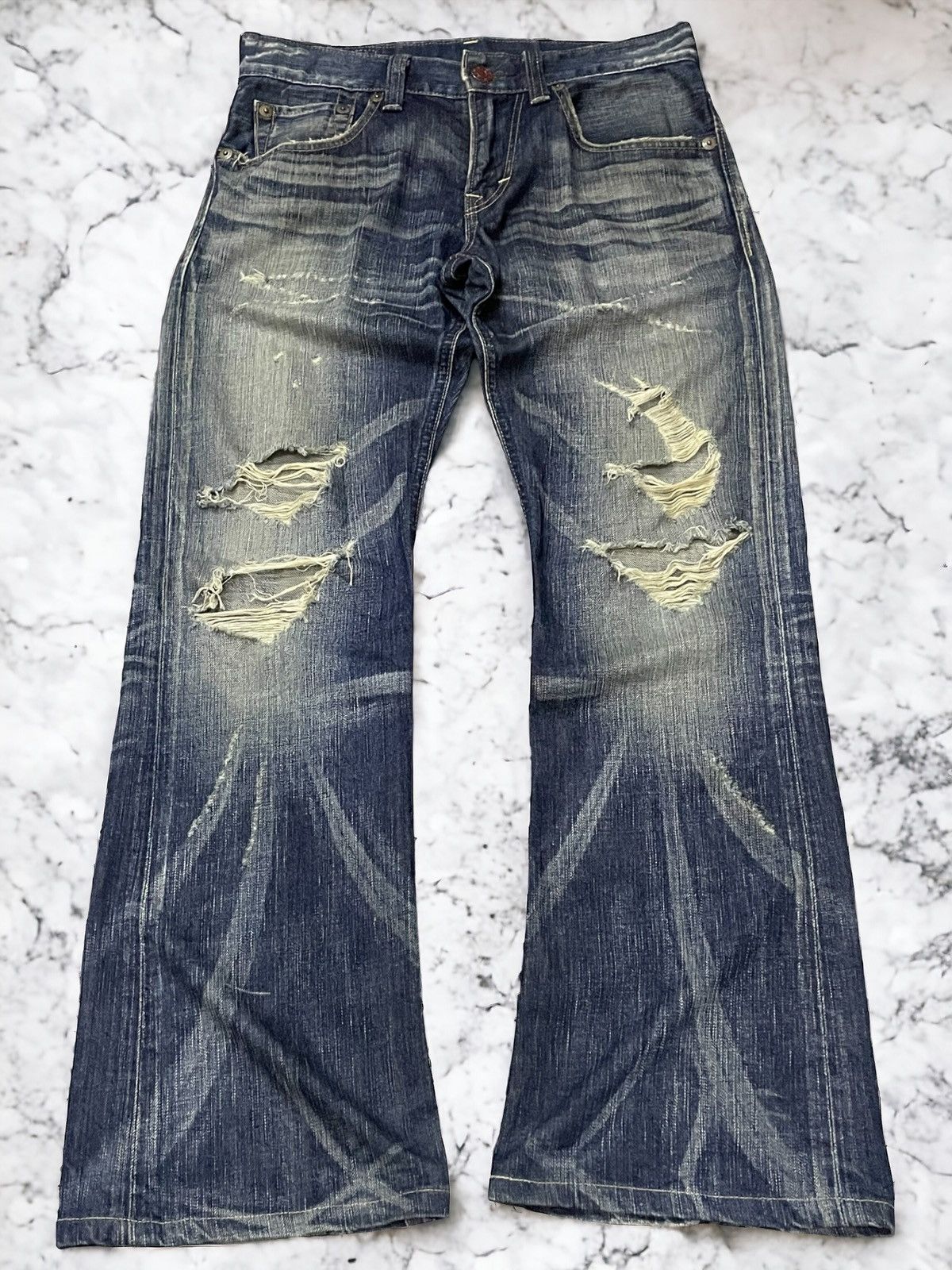 Edwin 503 Blue Trip Flared Stone Wash Jeans Japan Made