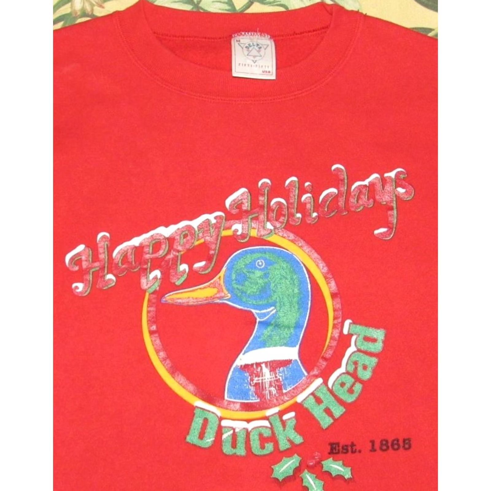 Delta Vtg DUCK HEAD Happy Holidays Christmas Sweatshirt Sweater Made In USA M Size US M / EU 48-50 / 2 - 2 Thumbnail