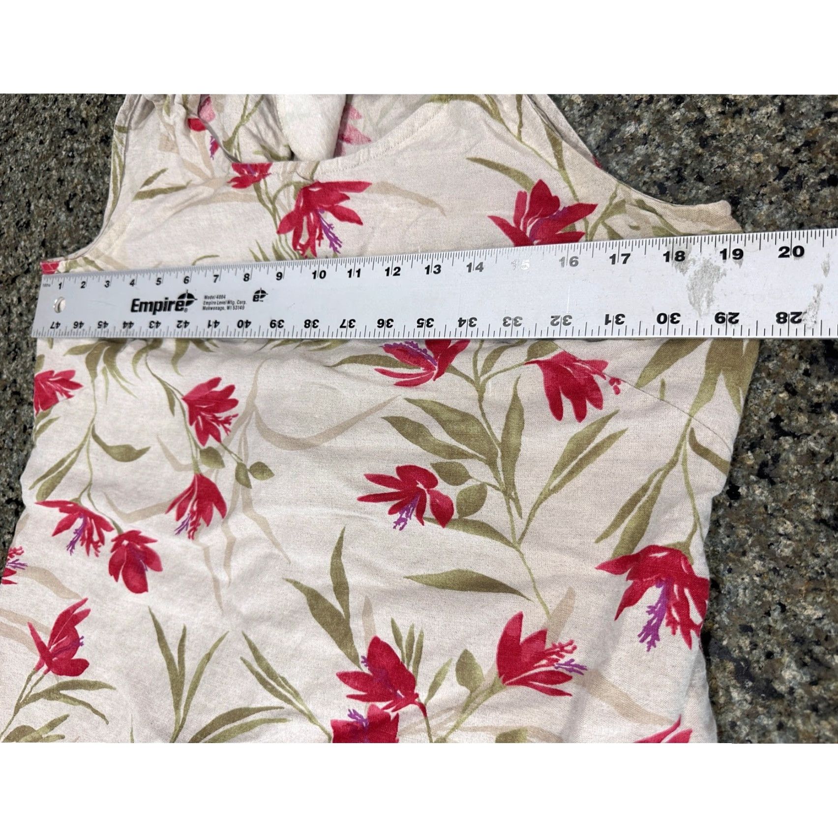 Liz Claiborne VINTAGE Liz Claiborne Dress 10 Beige Pink Tropical Floral Linen Blend Sleeveless Knee Length Tank Dress Women Womens Size L / US 10 / IT 46 - 4 Thumbnail