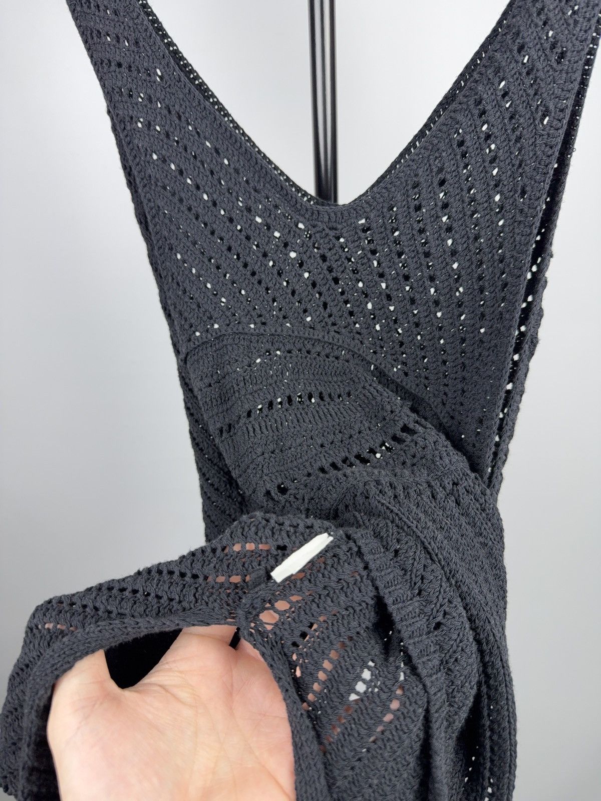Armani Exchange Armani Exchange Black Knit Crochet Asymmetric Tank Top Size S / US 4 / IT 40 - 5 Thumbnail
