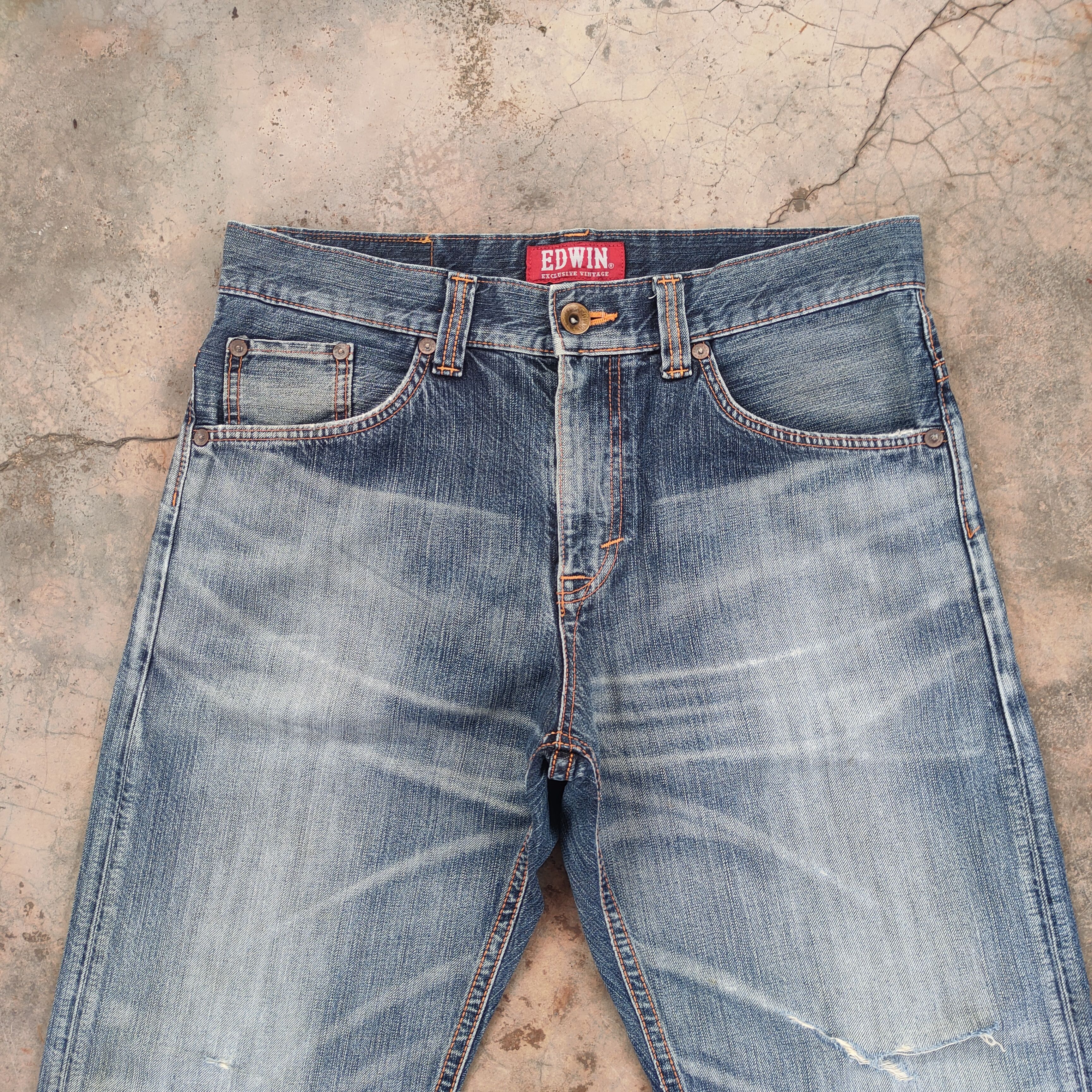 Edwin VINTAGE EDWIN XV FADED RIPPED JEANS DENIM PANTS Size US 37 - 3 Thumbnail