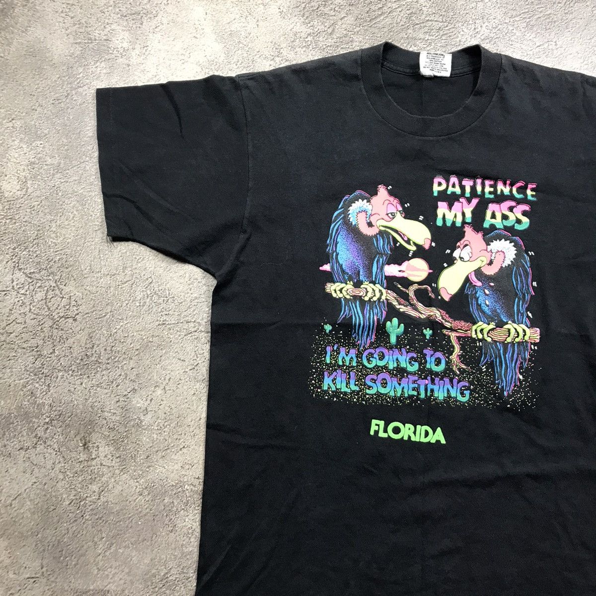 Vintage Vintage 90s Graphic Tee Patience My Ass Faded Black Nylon L Size US L / EU 52-54 / 3 - 2 Thumbnail