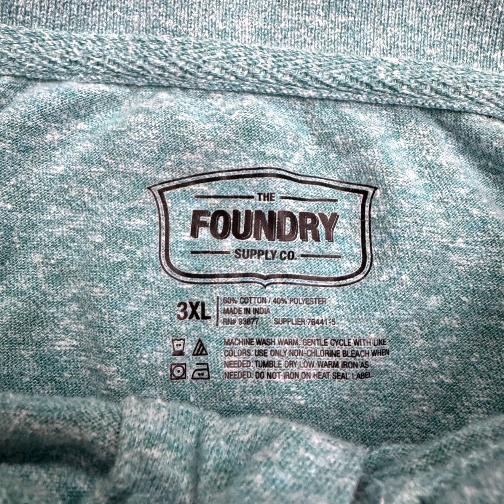 Vintage The Foundry Supply Co Polo Shirt Mens 3XL Teal Green Heather Short Sleeve Pocket Size US XXL / EU 58 / 5 - 4 Thumbnail