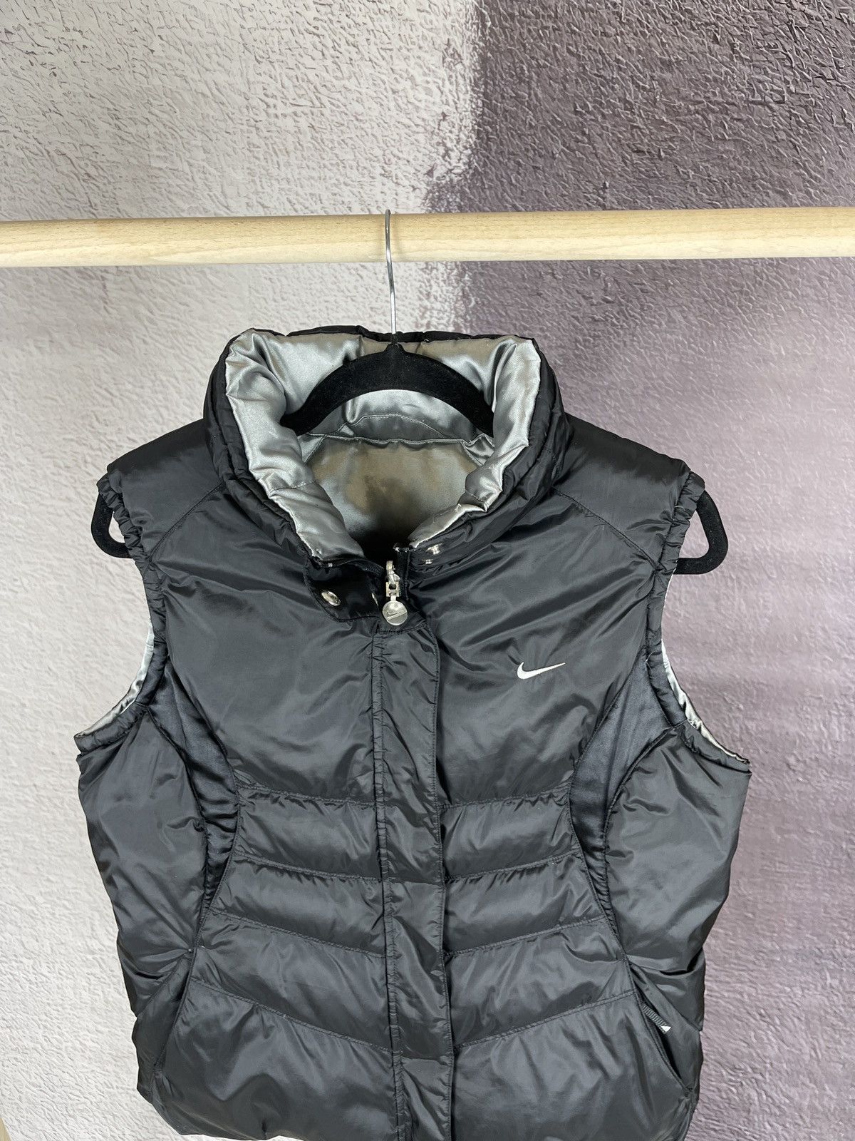 Nike Nike vintage y2k reversible black silver down vest drill Size L / US 10 / IT 46 - 7 Thumbnail