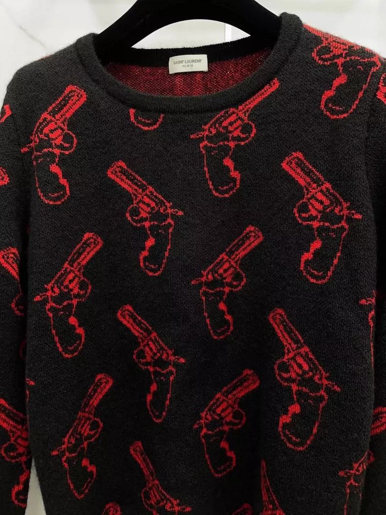 Saint Laurent Paris saint laurent handgun print sweater in black-2507 Size US L / EU 52-54 / 3 - 2 Thumbnail