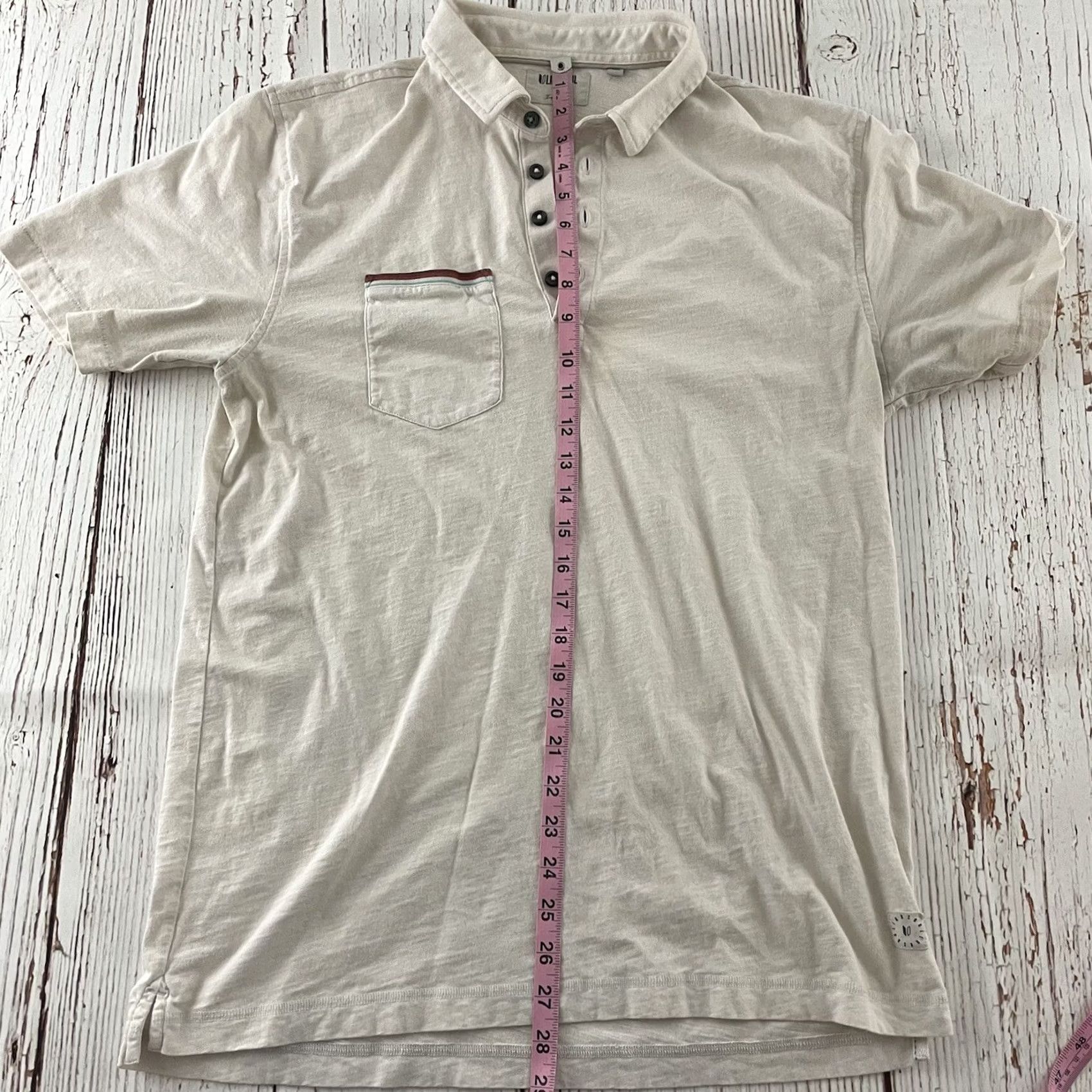 Vintage Linksoul Short Sleeve Button-Up Polo Shirt Mens M Beige Pocket Shirt Size US M / EU 48-50 / 2 - 5 Thumbnail