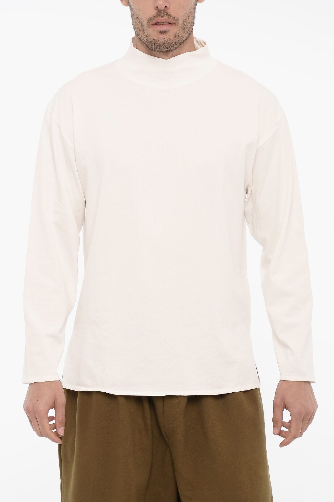 image of Erl Og1Mm0424 Long Sleeve Turtleneck T-Shirt In White, Men's (Size XL)