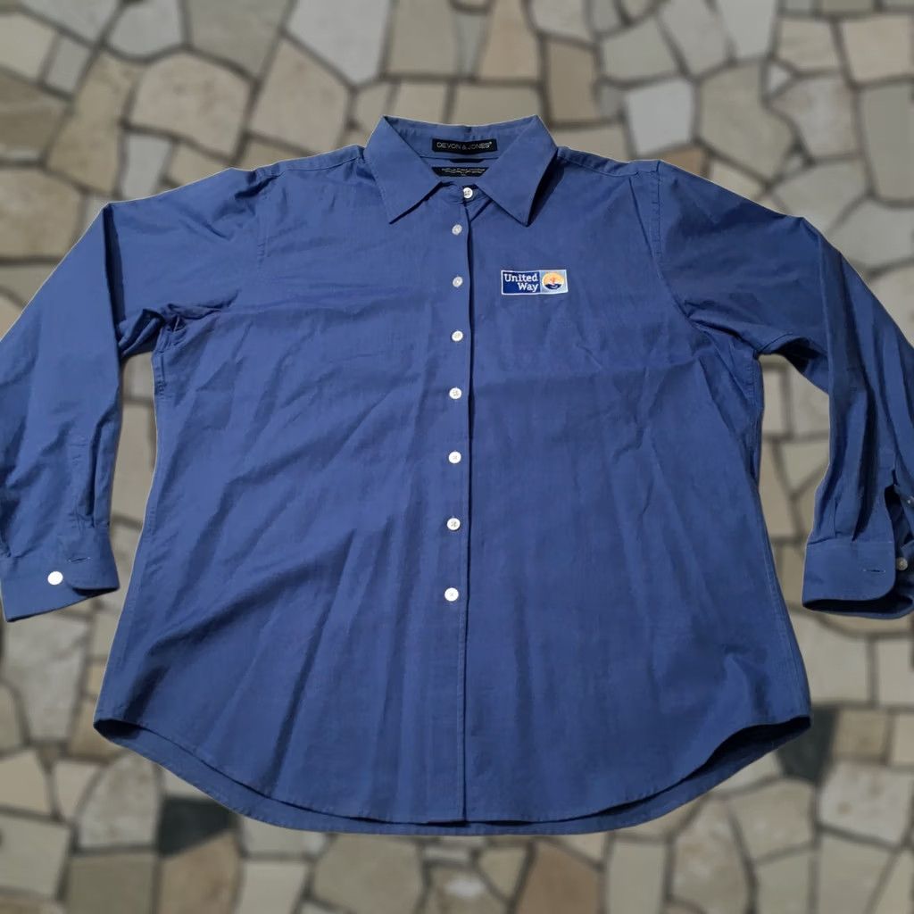 Vintage United Way Charity Embroidered blue Devon And Jones Long Sleeve Shirt Mens XL Size US XL / EU 56 / 4 - 1 Thumbnail