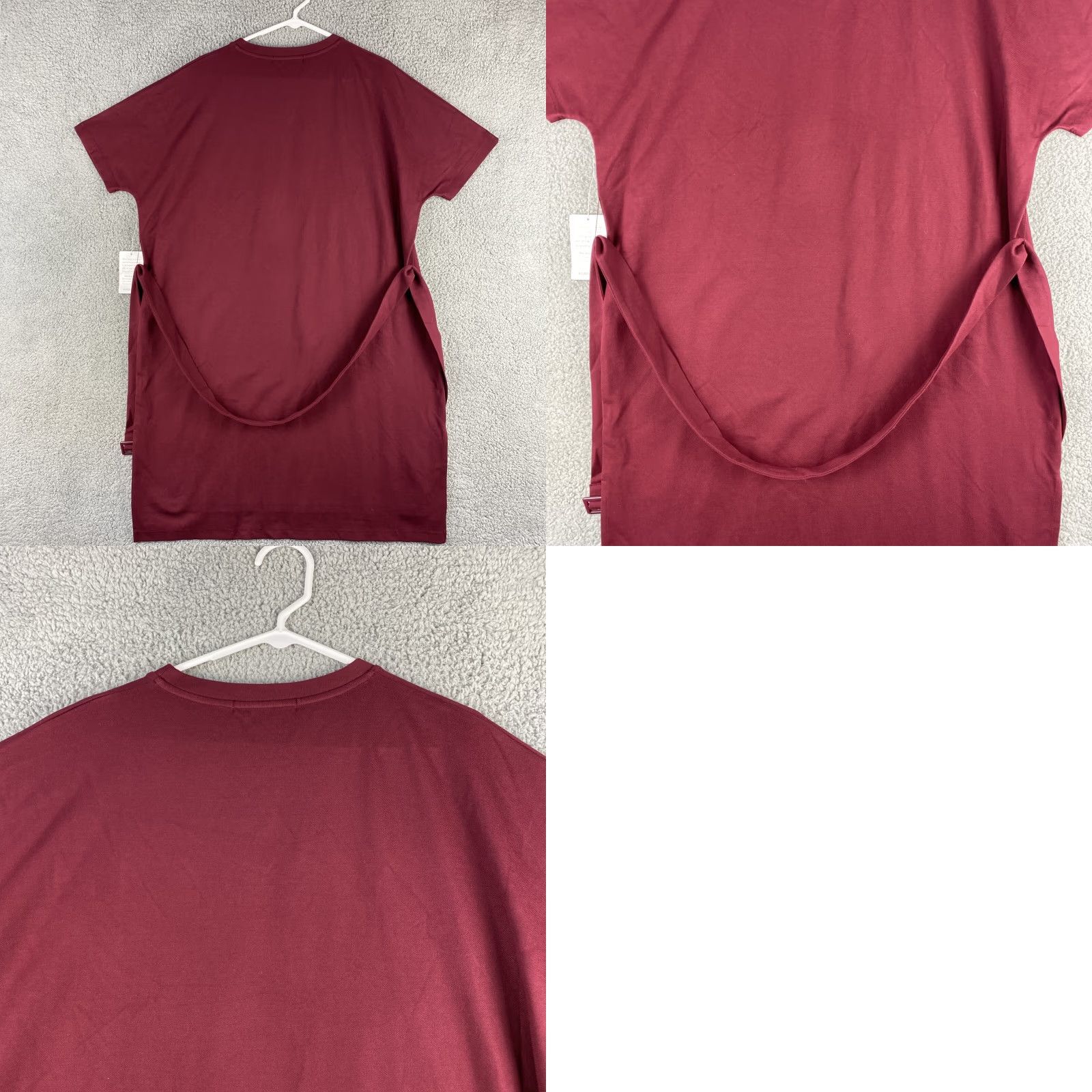 Vintage VINTAGE Caara Dress Large Short Sleeve Burgundy Casual Pullover Belted Womens Size 36" / US 14 / IT 50 - 8 Thumbnail