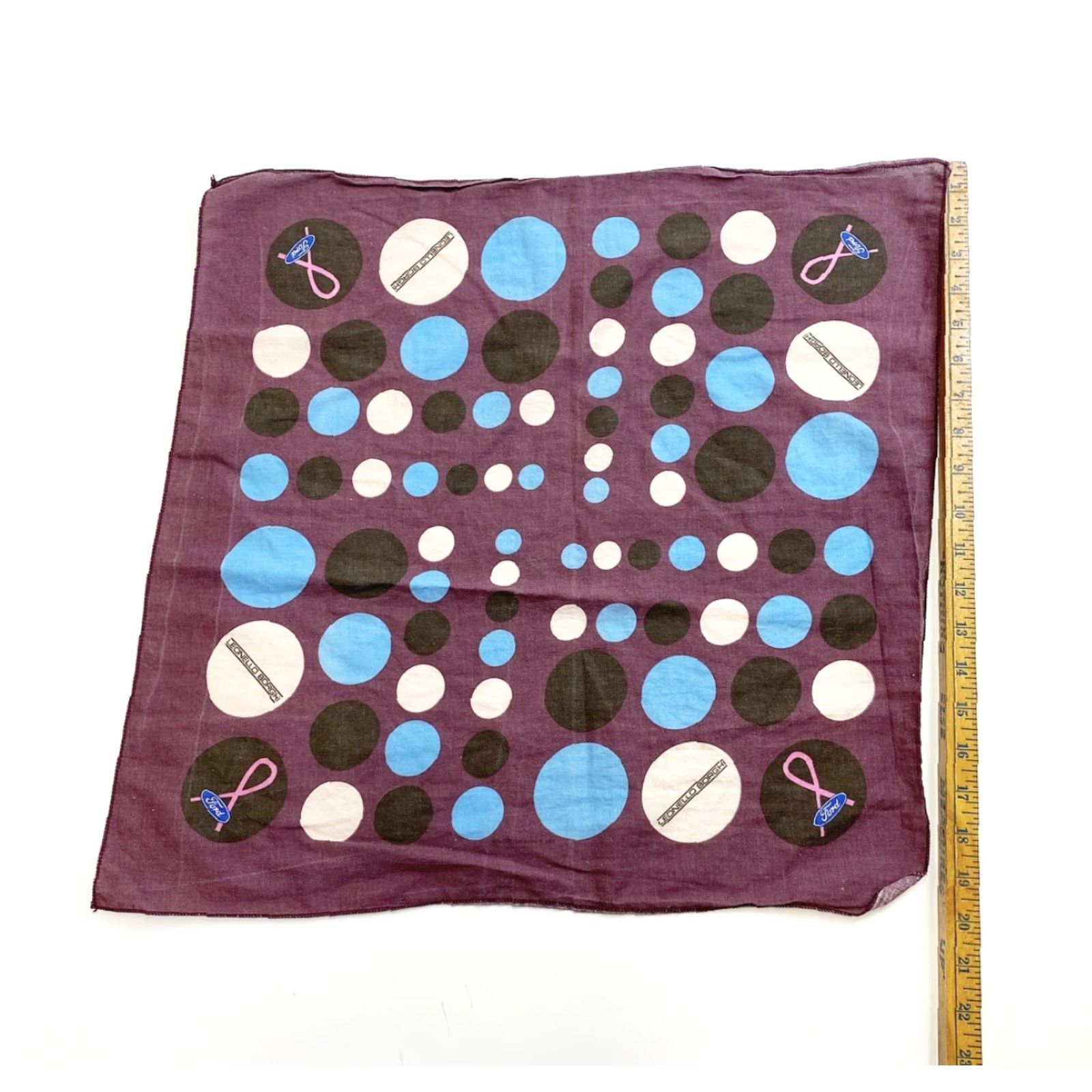 Ford Leonello Borghi Scarf Bandana Susan Komen Ford Breast Cancer Support Fundraiser Scarf Women Plum 100% Cotton Pre-owned Size ONE SIZE - 2 Thumbnail