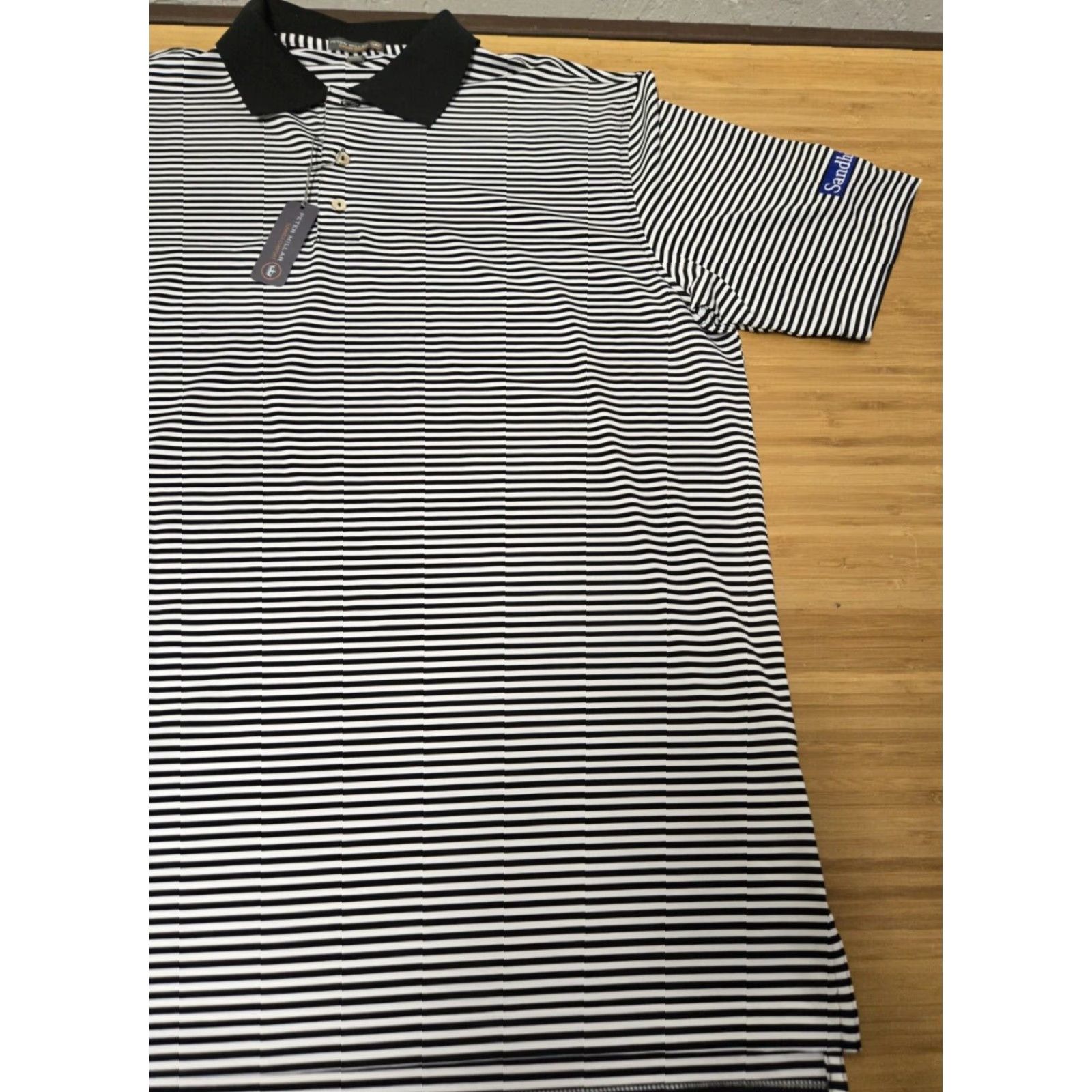 Peter Millar VINTAGE Peter Millar Golf Shirt Polo Summer Comfort Striped XL Black White Size US XL / EU 56 / 4 - 2 Thumbnail