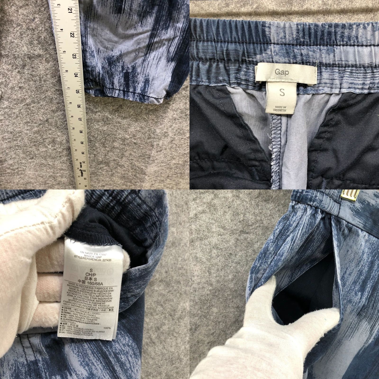 Gap GAP Blue Tie Dye Pull On Pants Womens S Lyocell High Rise Ankle Bohemian Size 28" / US 6 / IT 42 - 8 Thumbnail