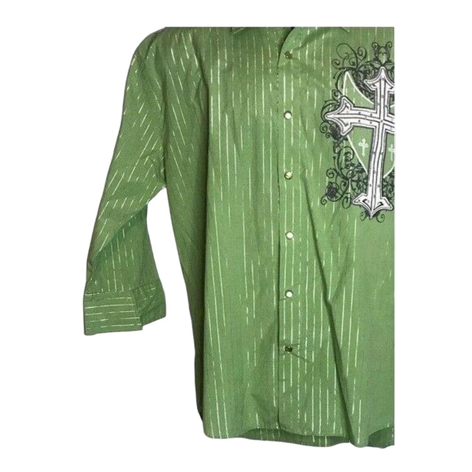Other Lamasini Green Button-Up Shirt Y2K Casual Stripe Style L Size US L / EU 52-54 / 3 - 3 Thumbnail