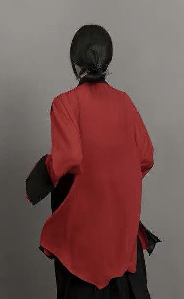 Other Statement Red & Black Sheer Layered Button-Up Shirt – Unisex Size US L / EU 52-54 / 3 - 2 Thumbnail