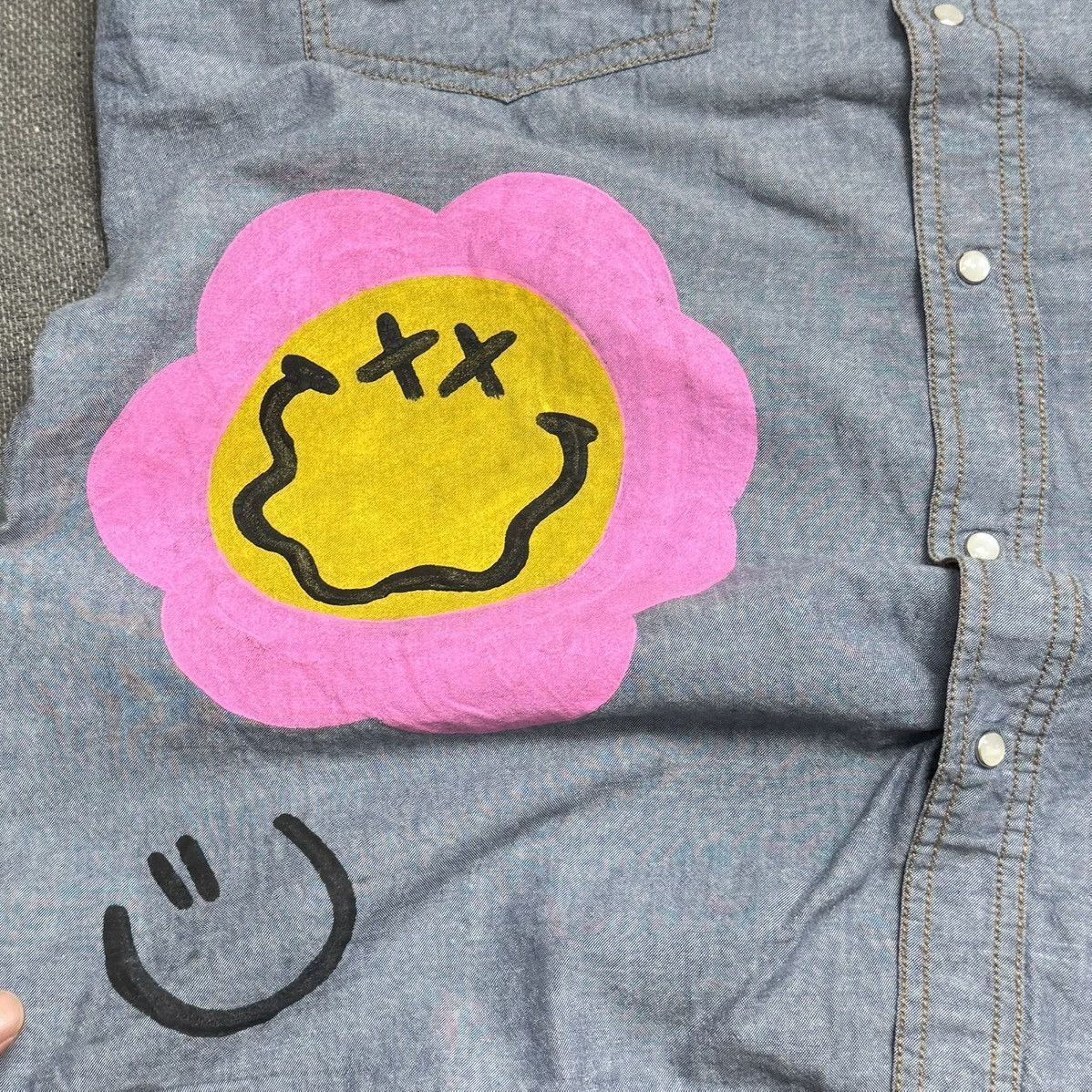 Designer × Vintage Shirt outer smile oil canvas art Size US XXL / EU 58 / 5 - 8 Thumbnail