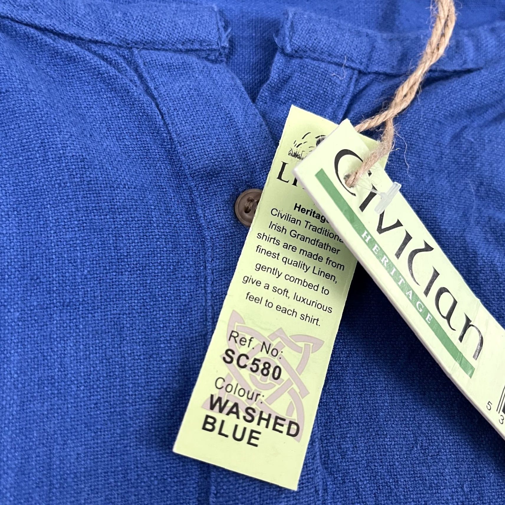 Vintage VINTAGE Civilian Shirt Womens 14 Washed Blue Grandfather Popover Lagenlook Linen Blend Size XL / US 12-14 / IT 48-50 - 3 Thumbnail