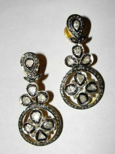 Designer Victorian Inspired Rose Cut Diamond Chandelier Earrings Size ONE SIZE - 1 Thumbnail
