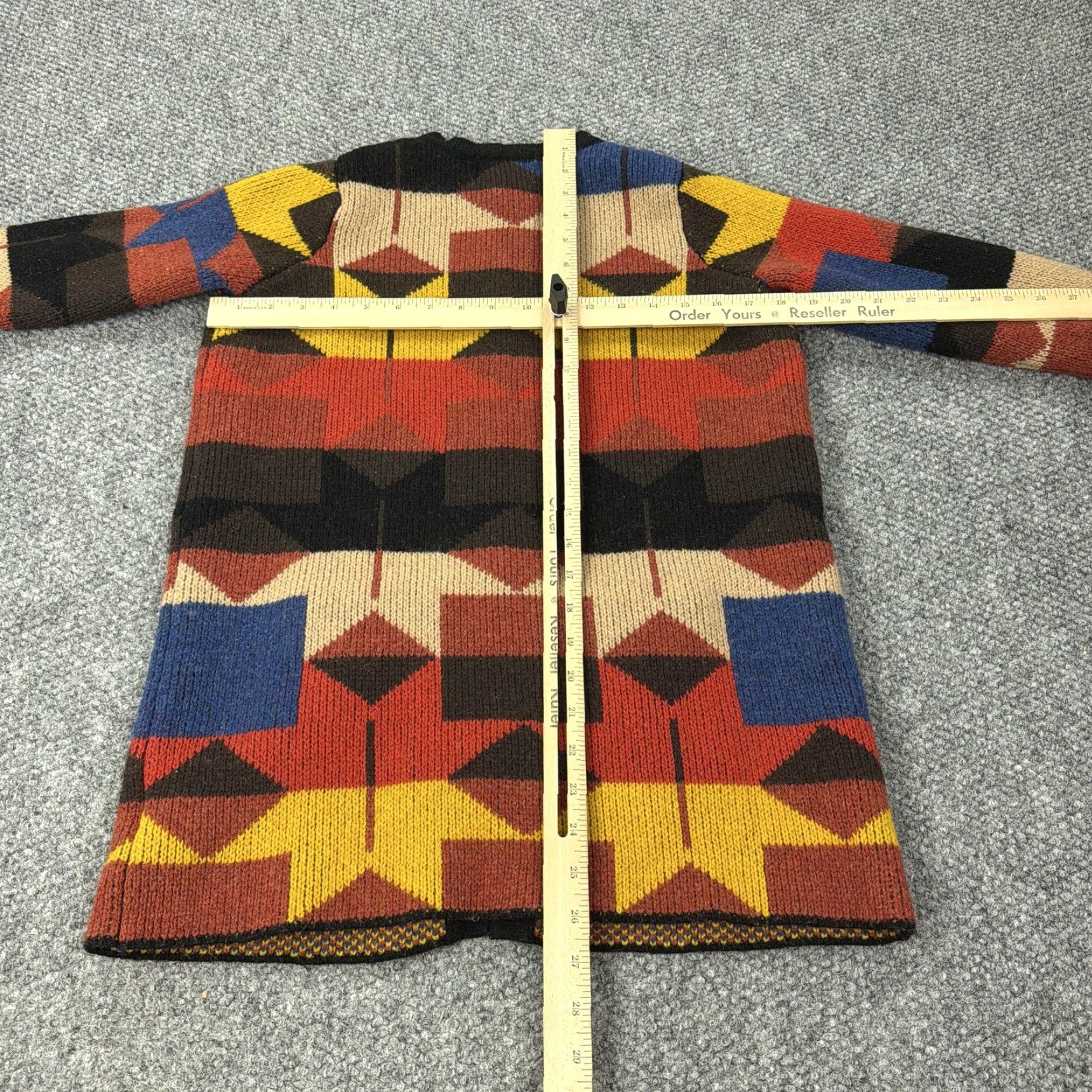 Arrow Sparrow Womens Cardigan Sweater Multicolor Geometric Pattern Wool Crew Neck Long Sleeve S Small Womens Size S / US 4 / IT 40 - 5 Thumbnail