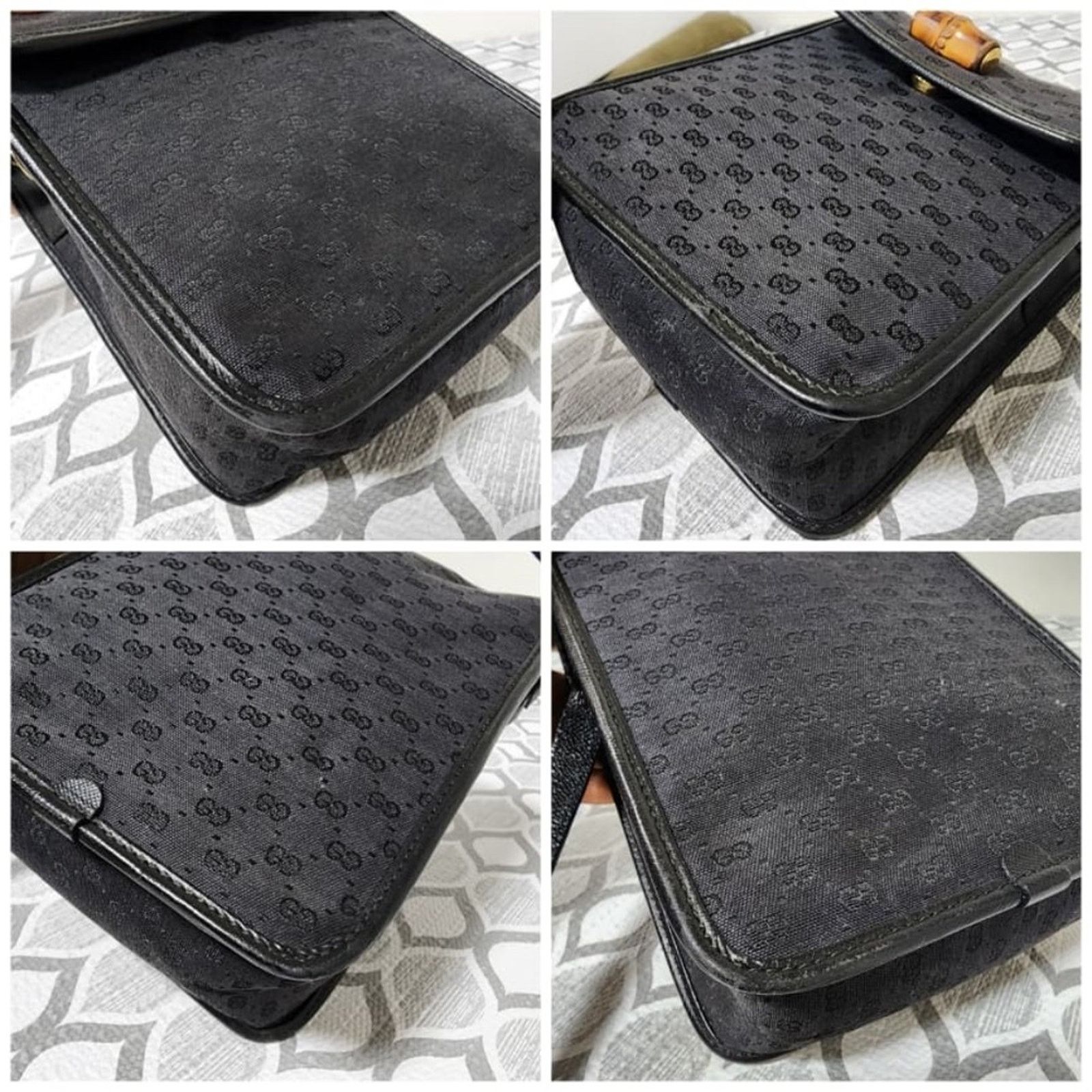 Gucci Auth GUCCI Vintage Micro GG Canvas Bamboo Shoulder Bag Black Size ONE SIZE - 9 Thumbnail