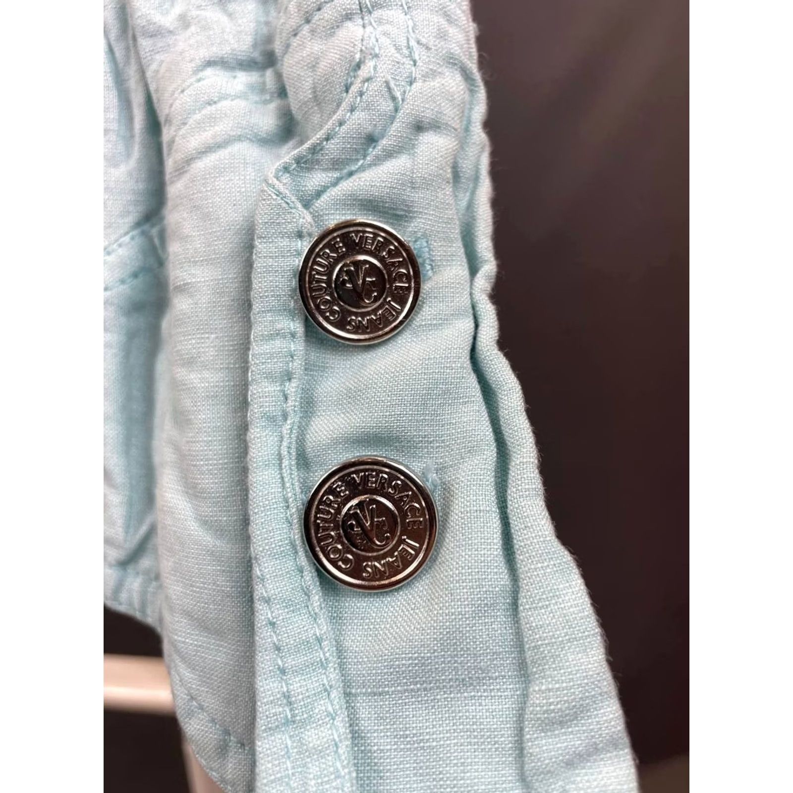 Versace Versace Jacket Womens S Blue Jeans Couture Cropped Size Viscose Long Sleeve Size S / US 4 / IT 40 - 7 Thumbnail