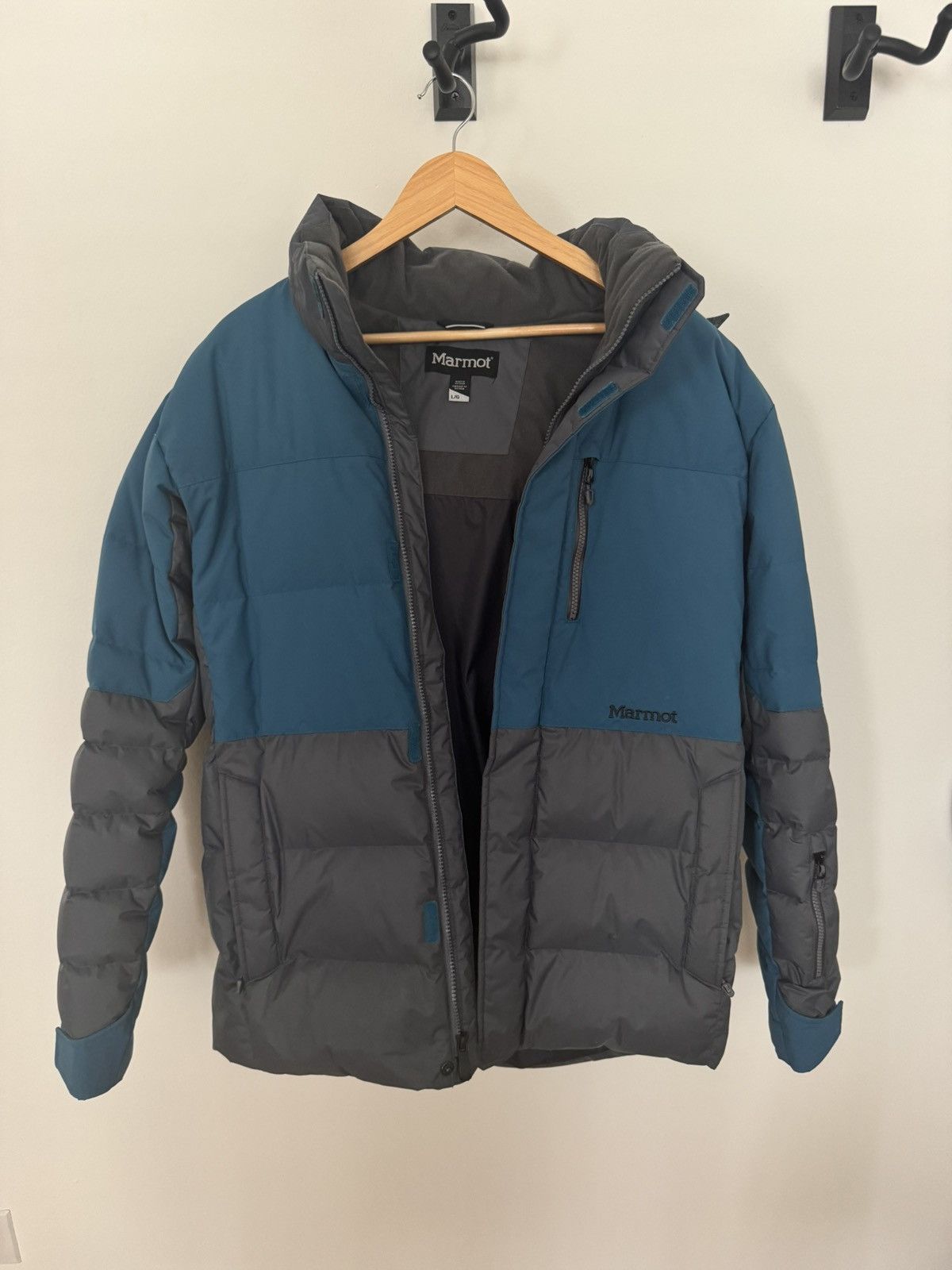 Marmot Marmot Down Puffer Jacket Teal/Charcoal Removable Hood Size US L / EU 52-54 / 3 - 2 Thumbnail