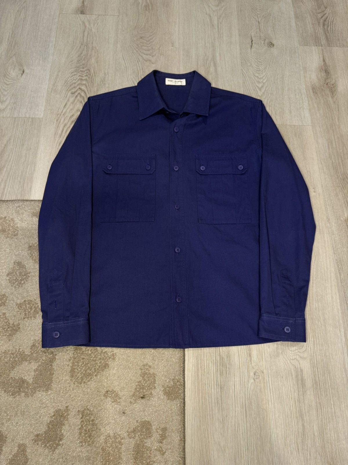 Saint Laurent Paris saint laurent blue flannel a/w 2016 Made In