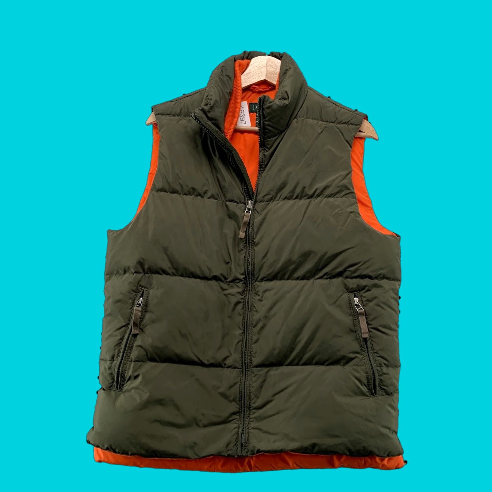J.Crew J.CREW Down Puffer Vest Jacket Men Small Green Olive Green Oranger Liner Outdoor Vest, Puffer, Down, Winter, Fall, Spring, Men Size US L / EU 52-54 / 3 - 1 Thumbnail