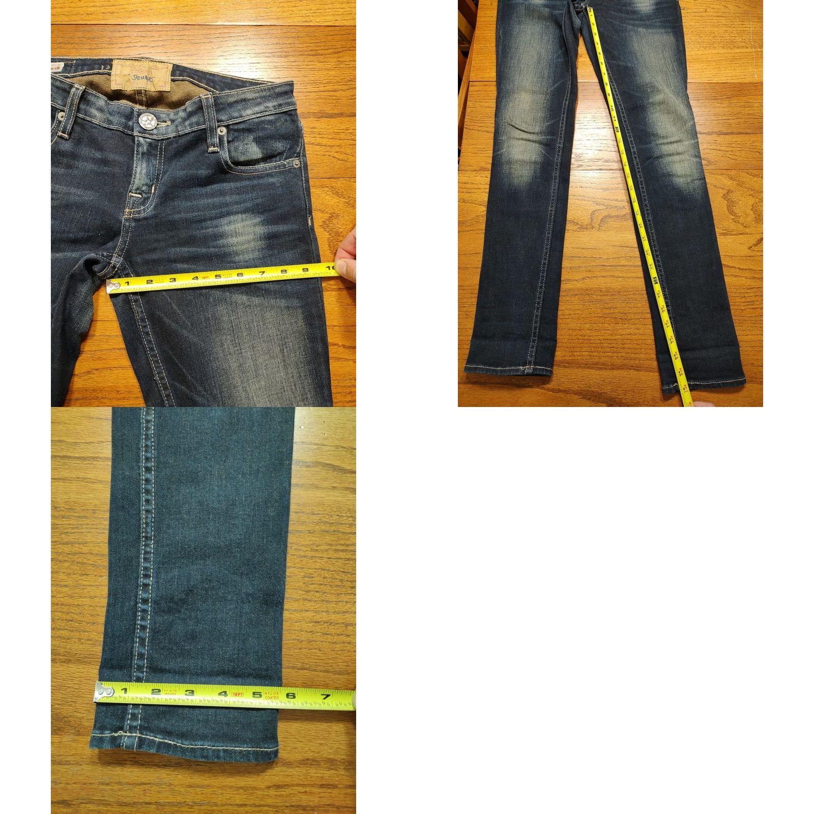 Denime Big Star Jenae Slim Straight Denim Dark Wash Jeans Womens 26 Inseam 31 5-Pocket Blue Cotton Blend Belt Loops Embroidered Studded Slimming Vintage No Size 26" / US 2 / IT 38 - 9 Thumbnail