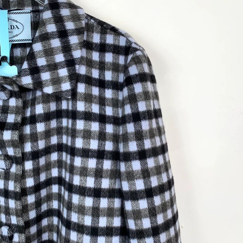 Prada Prada Color-blocked lapel plaid wool belt coat 2501-Nextarr Size US S / EU 44-46 / 1 - 3 Thumbnail
