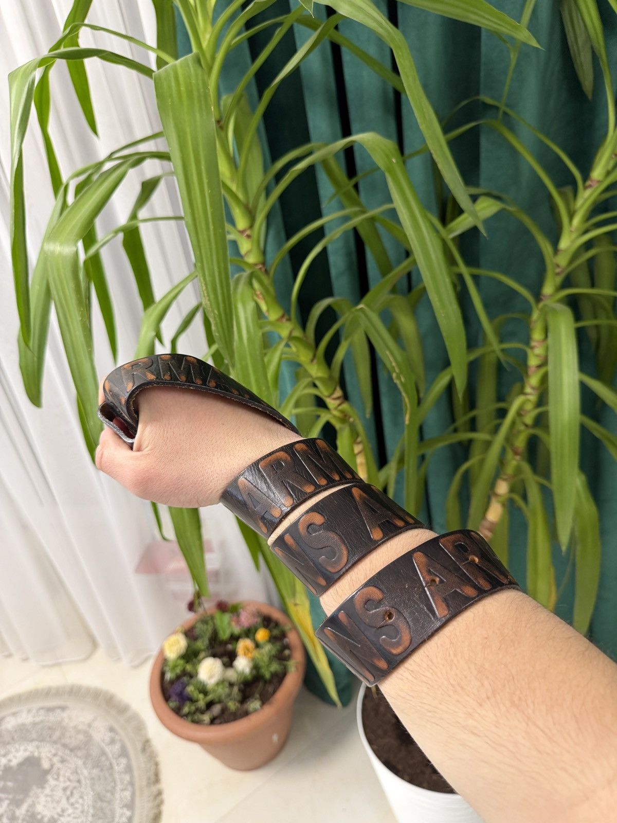 Armani Armani Jeans Vintage Leather Belt - Brown Size 36 - 3 Thumbnail