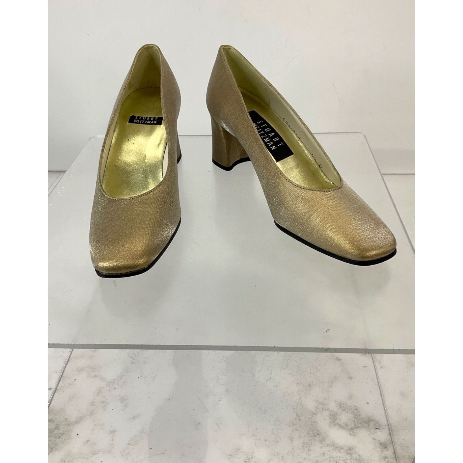 Escarpins Stuart Weitzman Bronze Doré à Strass - Taille 9M (US), Cuir, Fabriqué En Espagne