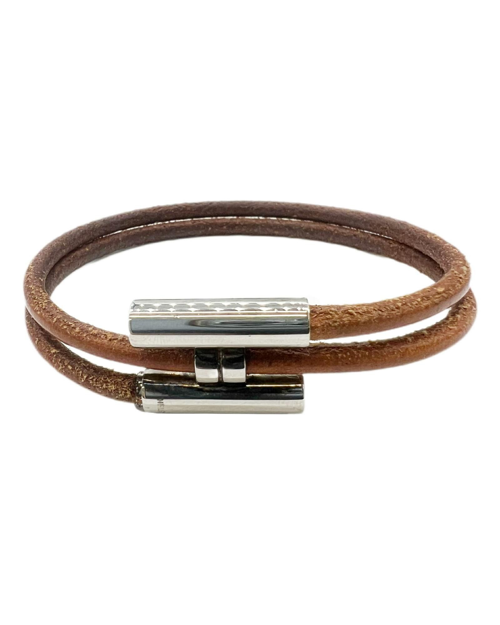 image of Hermes Exquisite Leather And Metal Charm Bracelet in Brown, Women's