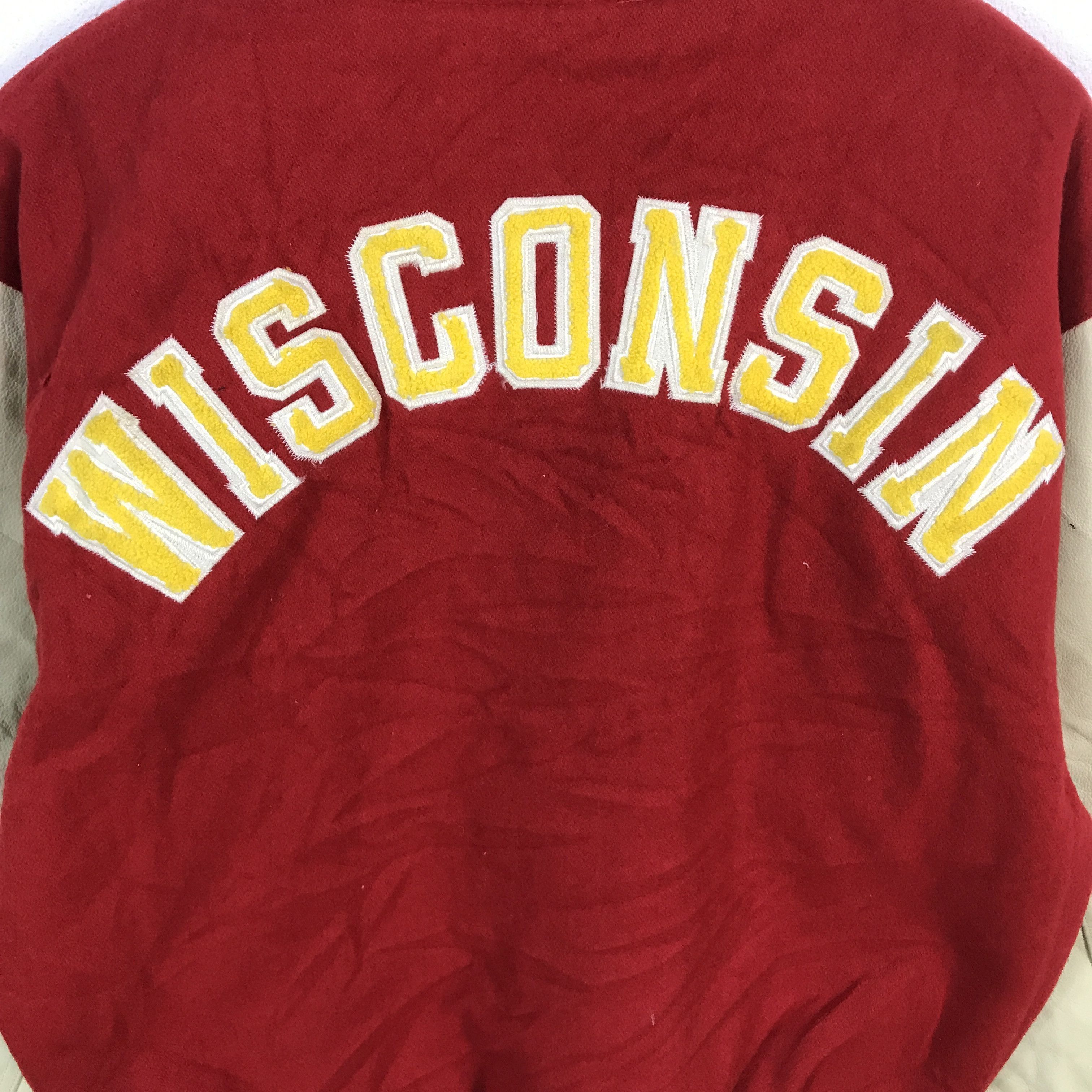 Japanese Brand Vintage wisconsin Snap button Leather Varsity jacket Size US L / EU 52-54 / 3 - 10 Thumbnail